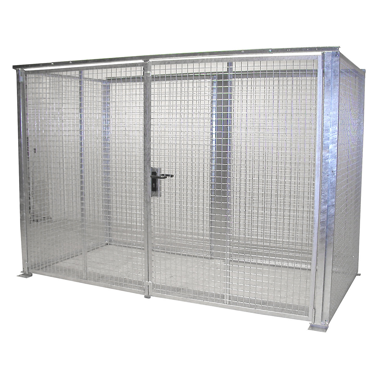 EUROKRAFTpro – Conteneur grillagé pour bouteilles de gaz, sans toit, avec porte à deux battants, l x p 3100 x 1500 mm