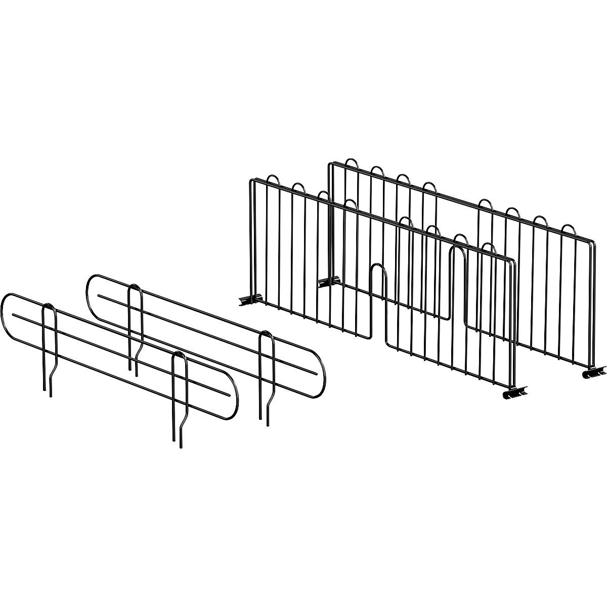 Set of shelf dividers and lateral stops