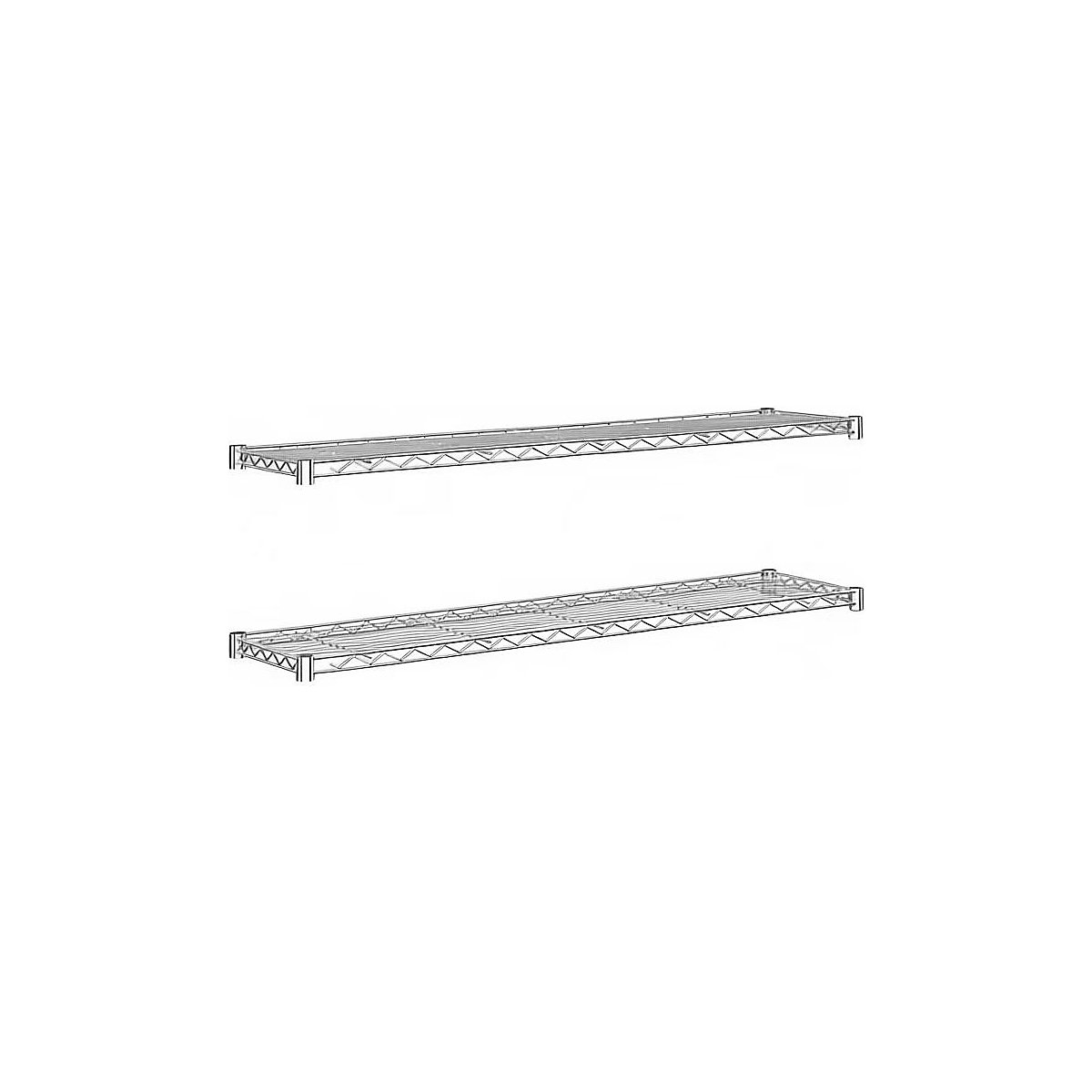 Shelf for steel mesh shelf unit, chrome plated