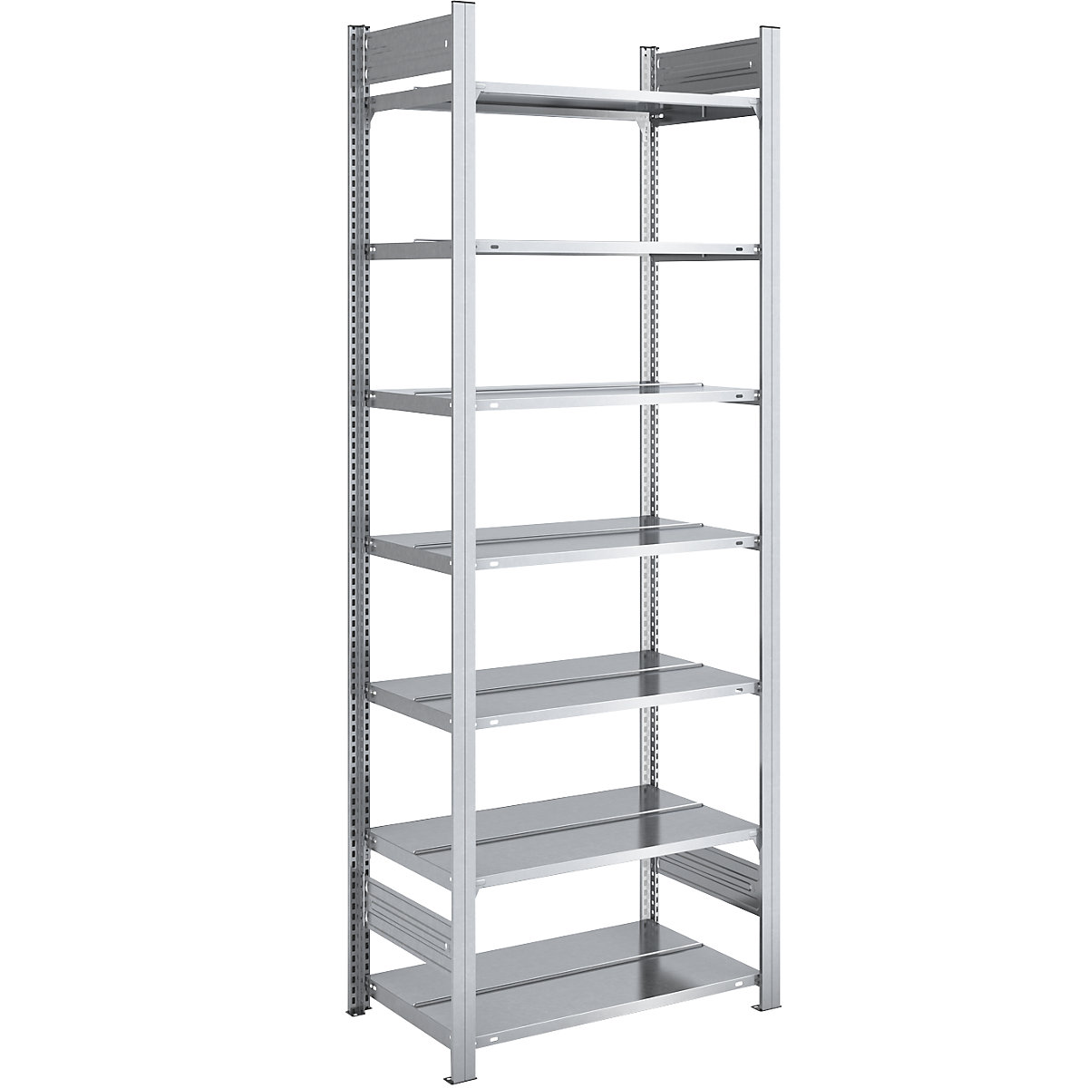 Boltless filing shelf unit, zinc plated - hofe