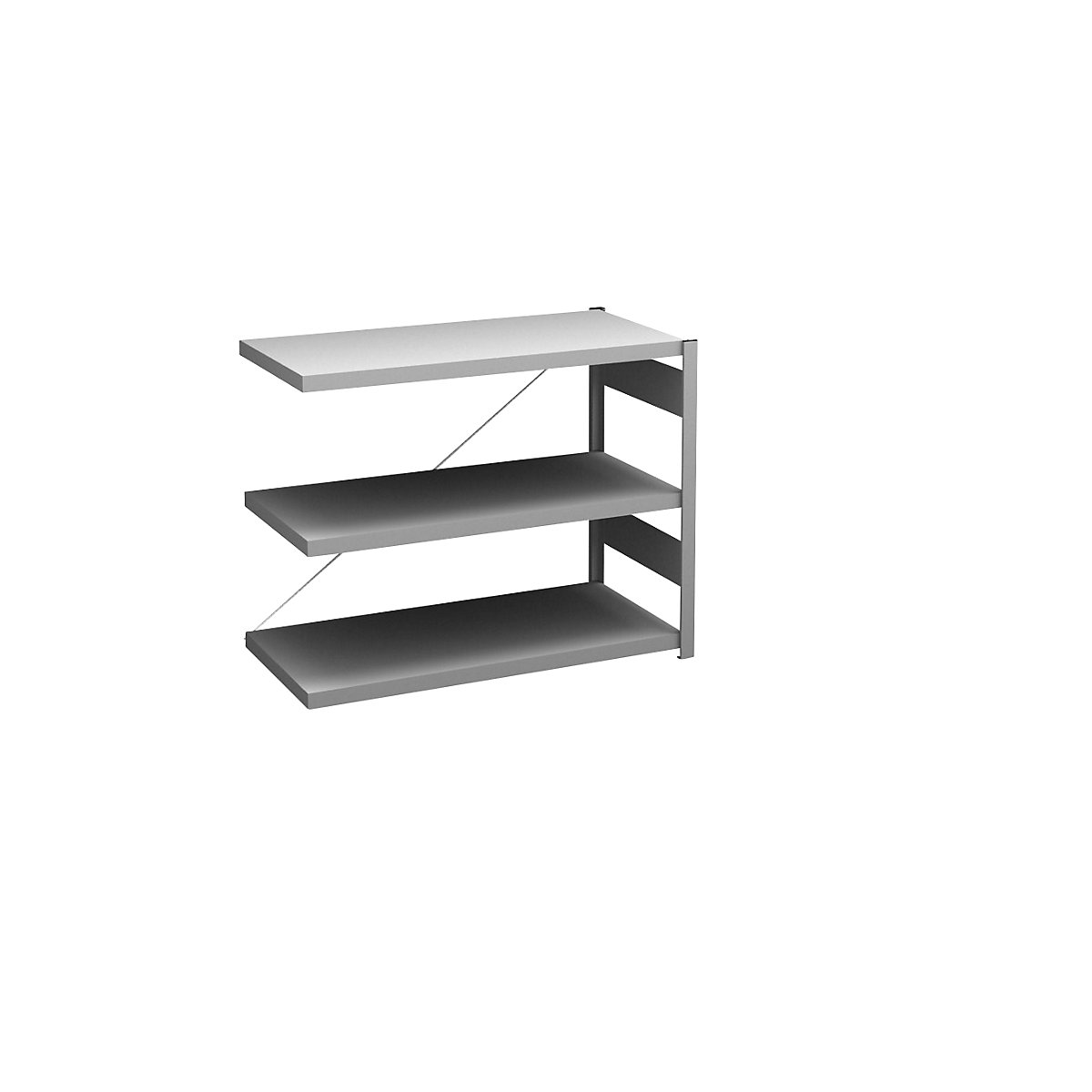 Boltless shelving unit, light duty – eurokraft pro, single-sided, HxWxD 825 x 1000 x 500 mm, zinc plated, extension shelf unit-160