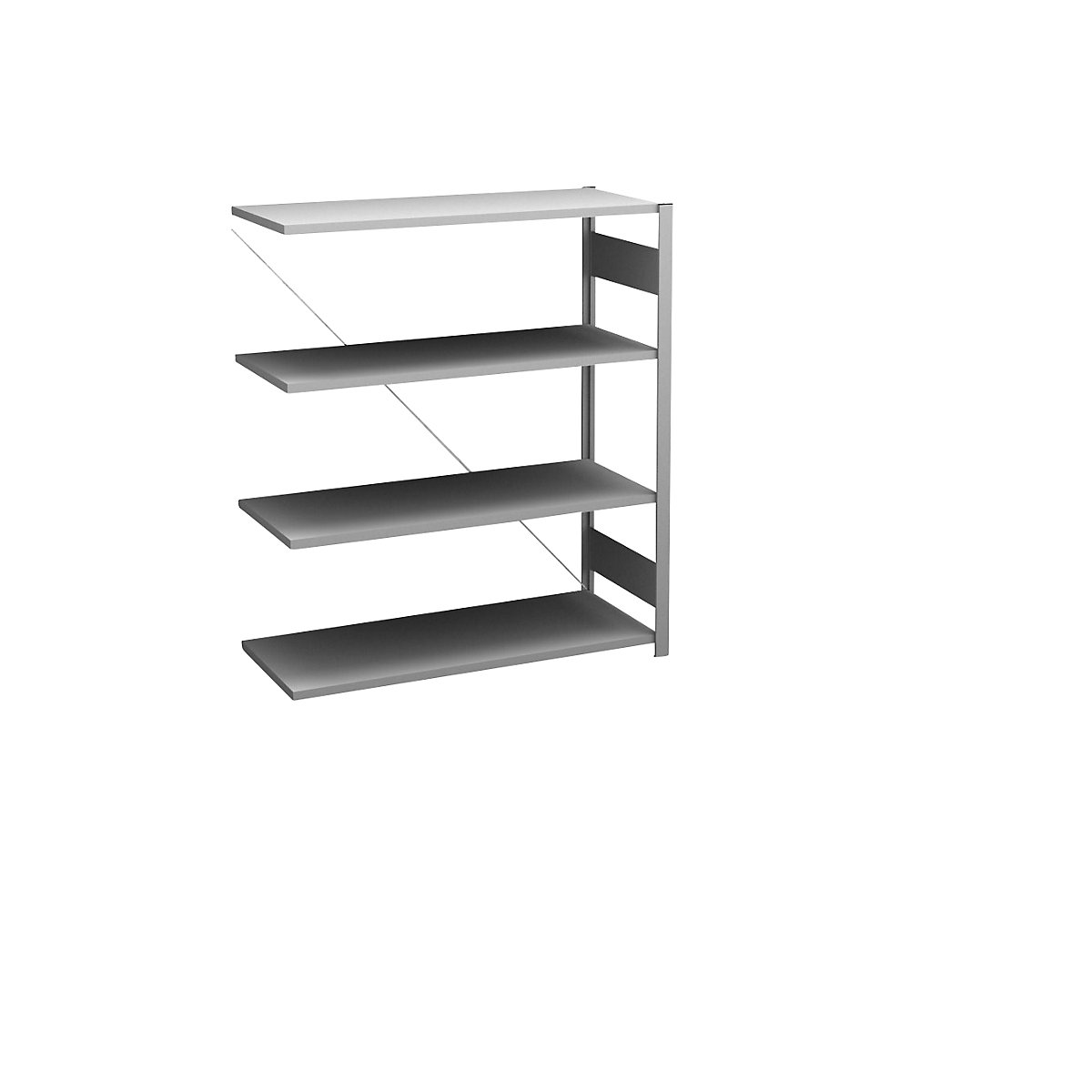 Boltless shelving unit, light duty – eurokraft pro, single-sided, HxWxD 1200 x 1000 x 400 mm, zinc plated, extension shelf unit-306