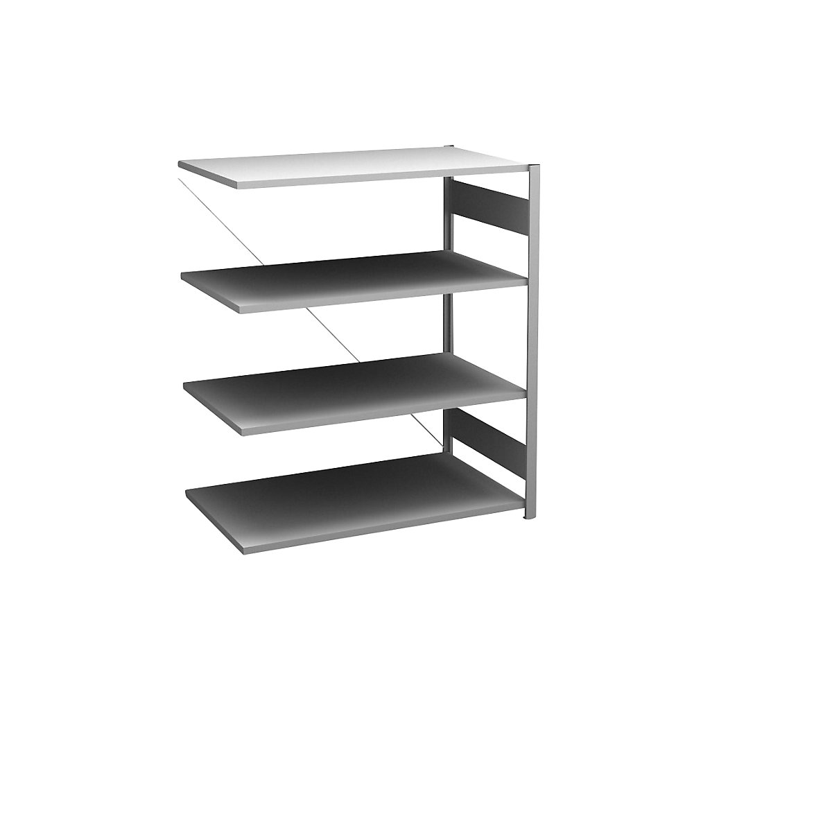 Boltless shelving unit, light duty – eurokraft pro, single-sided, HxWxD 1200 x 1000 x 600 mm, zinc plated, extension shelf unit-308