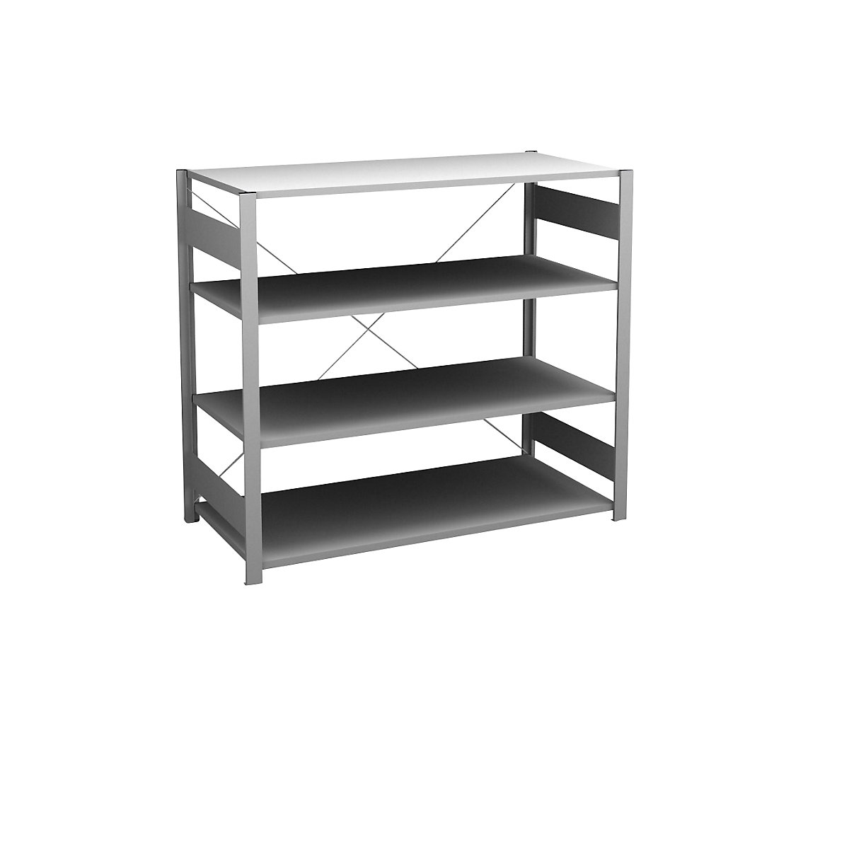 Boltless shelving unit, light duty – eurokraft pro, single-sided, HxWxD 1200 x 1300 x 600 mm, zinc plated, standard shelf unit-180
