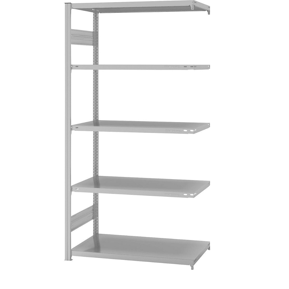 Boltless shelving unit, light duty – eurokraft pro, double-sided, HxWxD 2000 x 1000 x 600 mm, grey, extension shelf unit-14