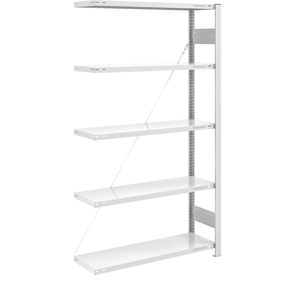 Boltless shelving unit, light duty – eurokraft pro, single-sided, HxWxD 2000 x 1000 x 400 mm, grey, extension shelf unit-128
