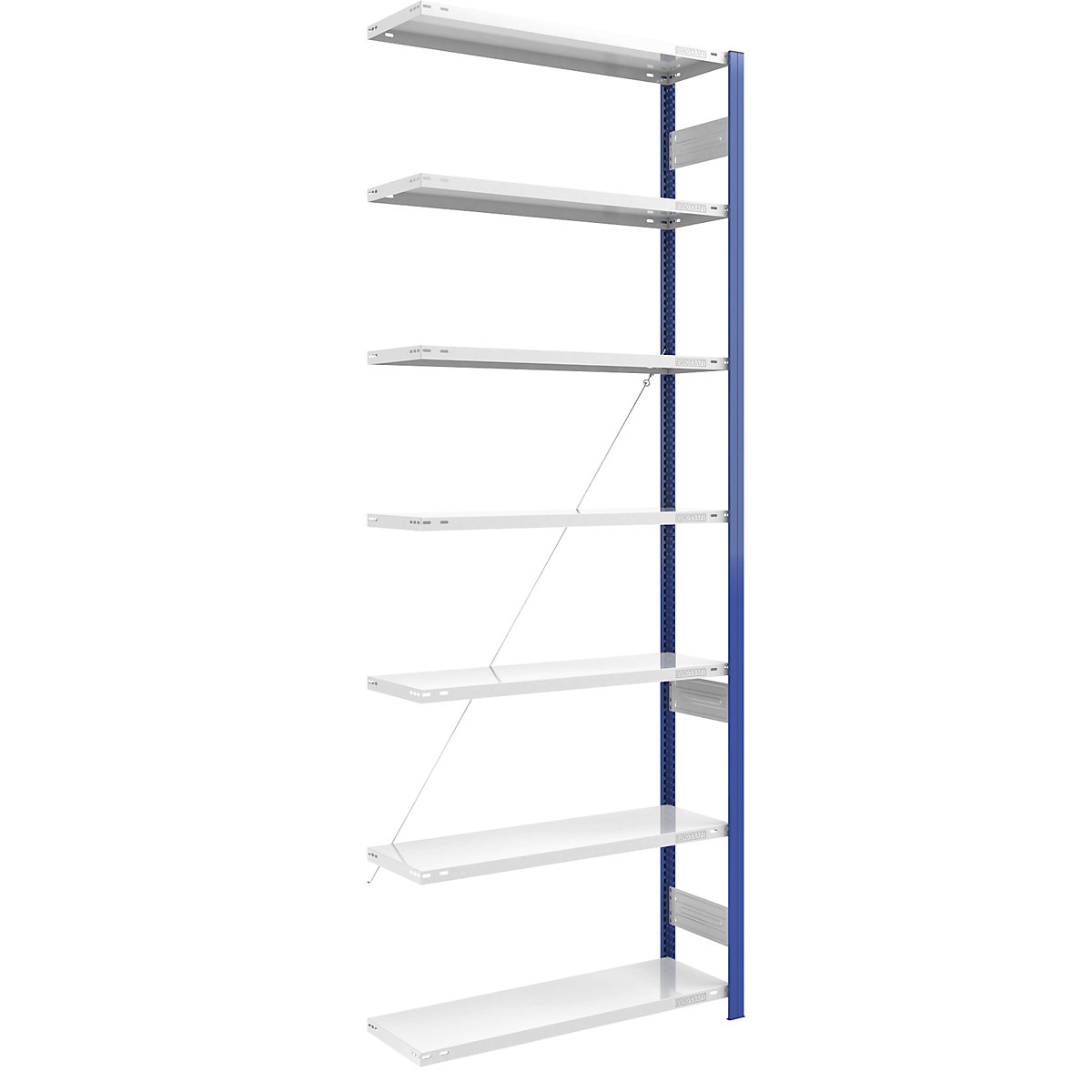 Boltless shelving unit, light duty – eurokraft pro, single-sided, HxWxD 3000 x 1000 x 400 mm, blue/grey, extension shelf unit-278