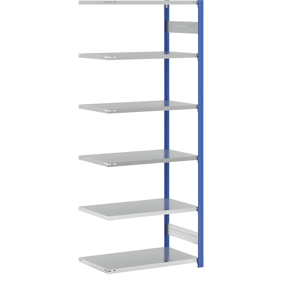 Boltless shelving unit, light duty – eurokraft pro, single-sided, HxWxD 2500 x 1000 x 600 mm, blue/grey, extension shelf unit-198