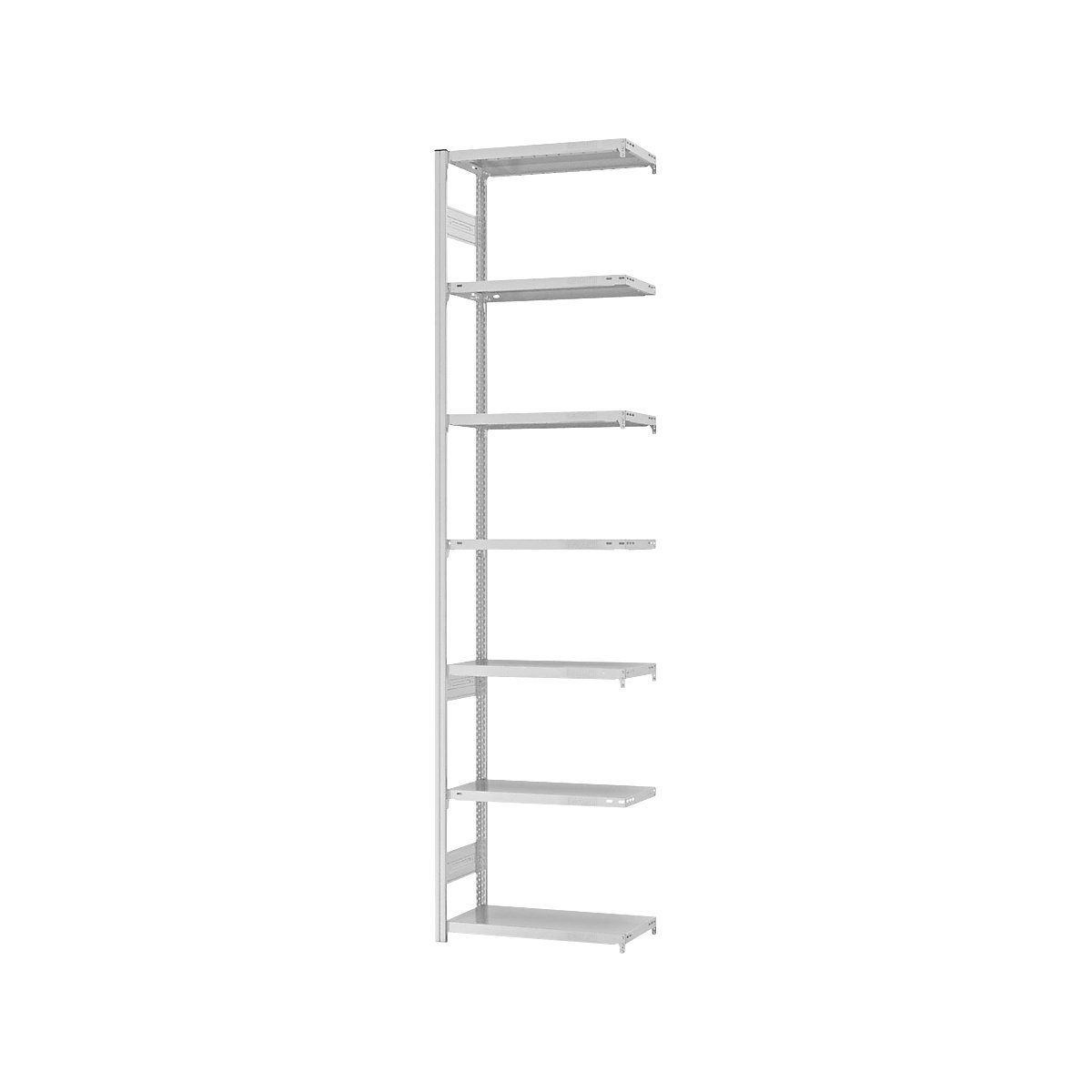 Boltless shelving unit, medium duty – eurokraft pro, double-sided, HxWxD 3000 x 750 x 300 mm, grey, extension shelf unit-102