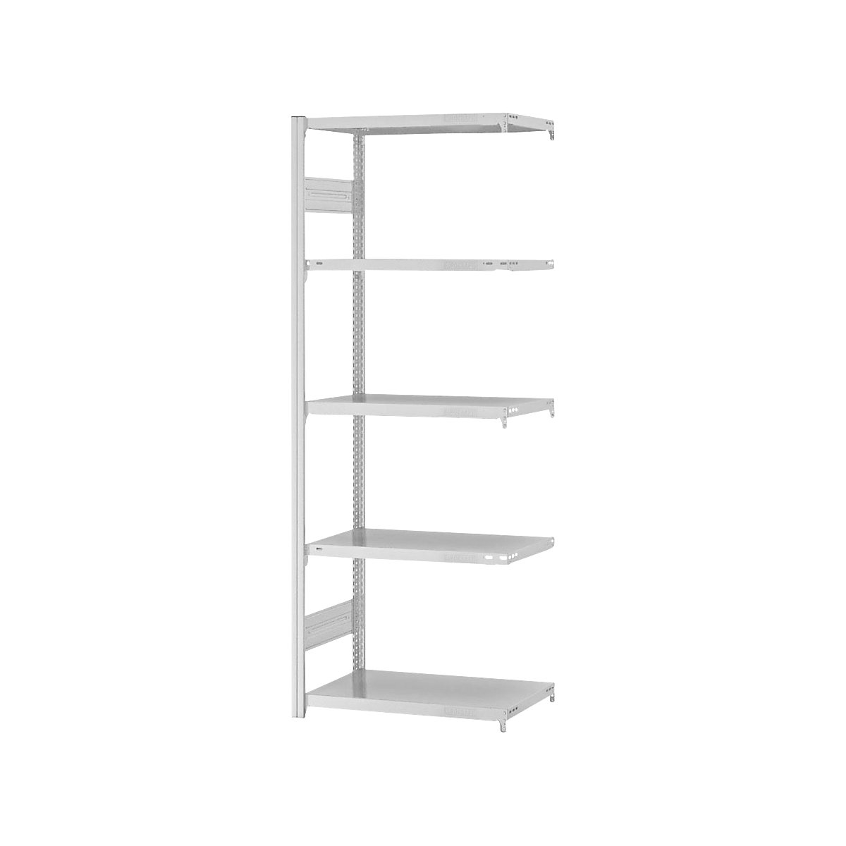 Boltless shelving unit, medium duty – eurokraft pro, double-sided, HxWxD 2000 x 750 x 400 mm, grey, extension shelf unit-119