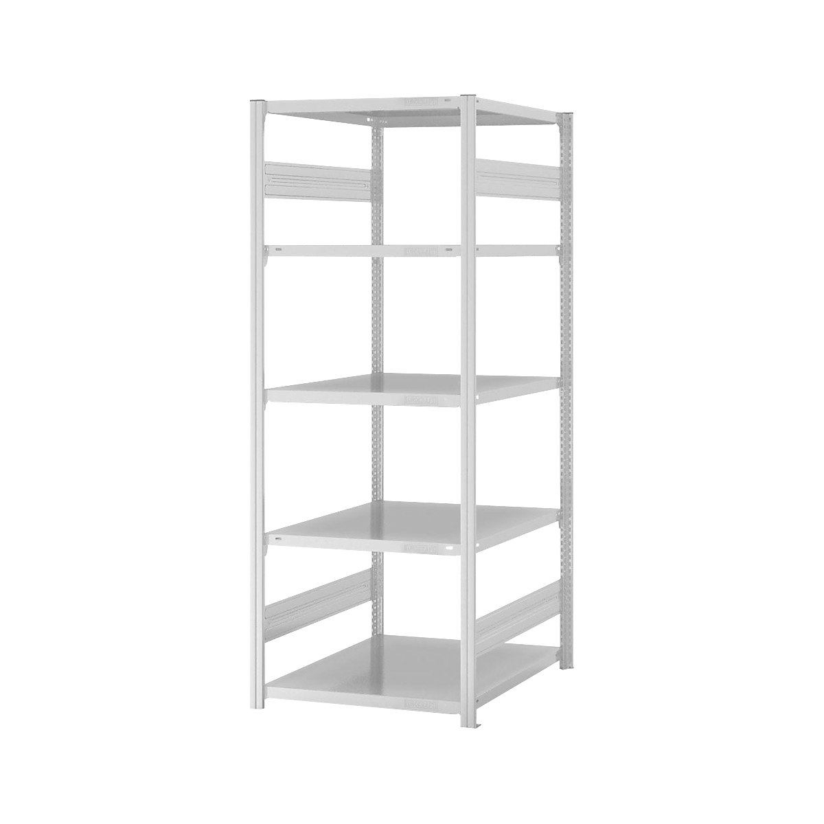 Boltless shelving unit, medium duty – eurokraft pro, double-sided, HxWxD 2000 x 750 x 800 mm, grey, standard shelf unit-80
