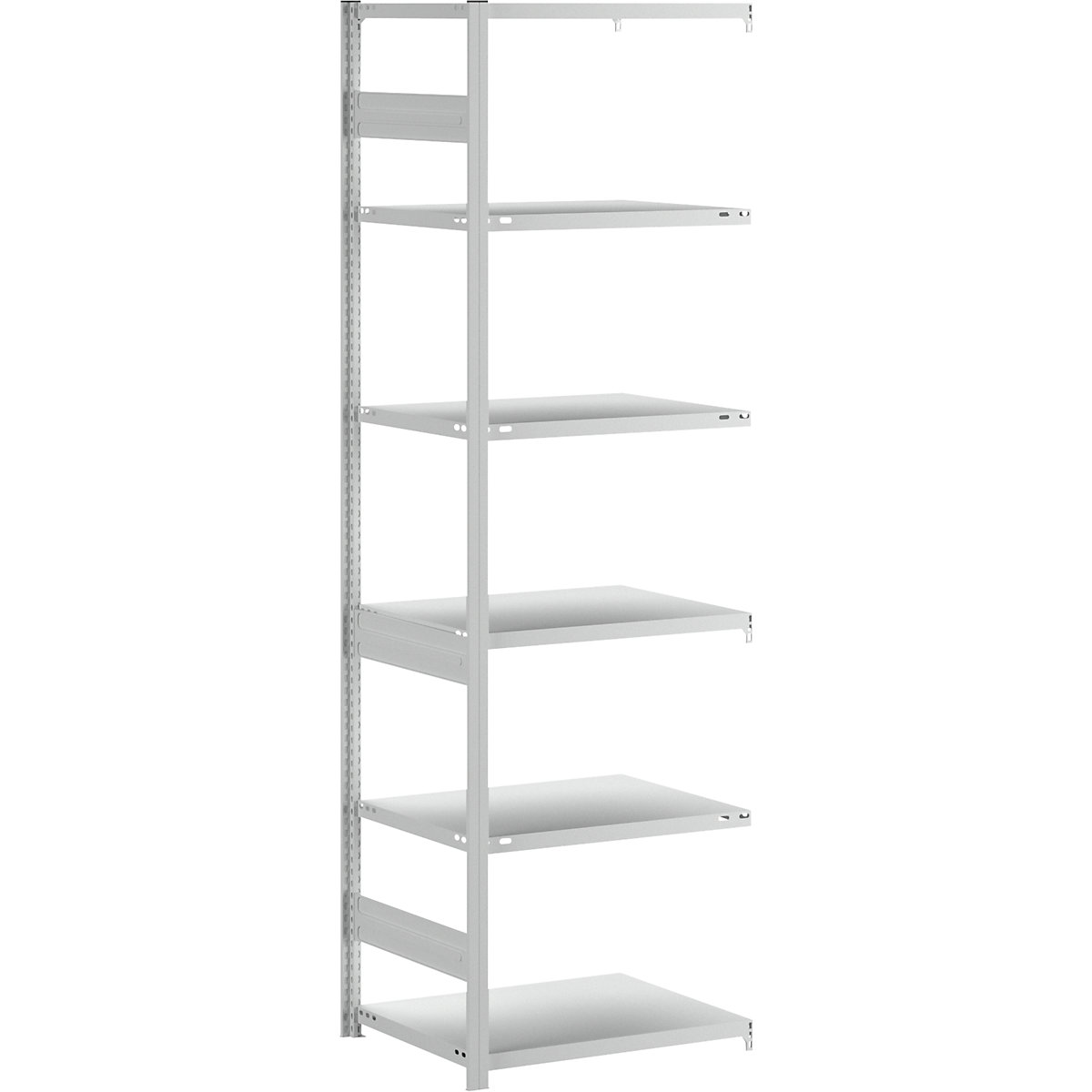 Boltless shelving unit, medium duty – eurokraft pro, double-sided, HxWxD 2500 x 750 x 600 mm, grey, extension shelf unit-71