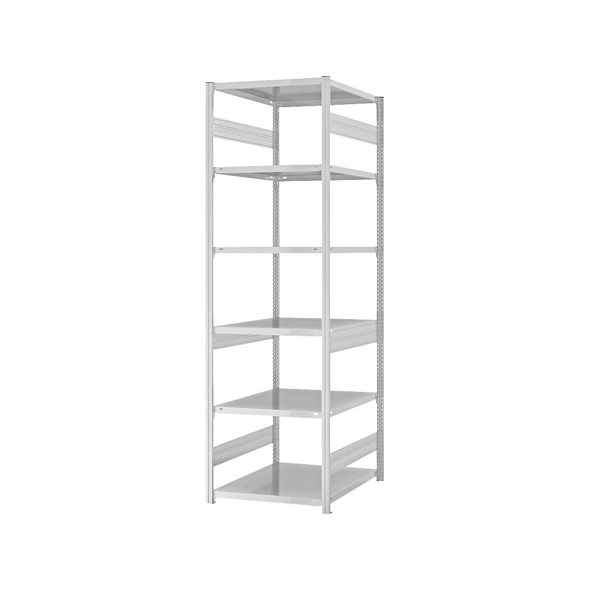Boltless shelving unit, medium duty – eurokraft pro, double-sided, HxWxD 2500 x 750 x 800 mm, grey, basic shelving unit-42