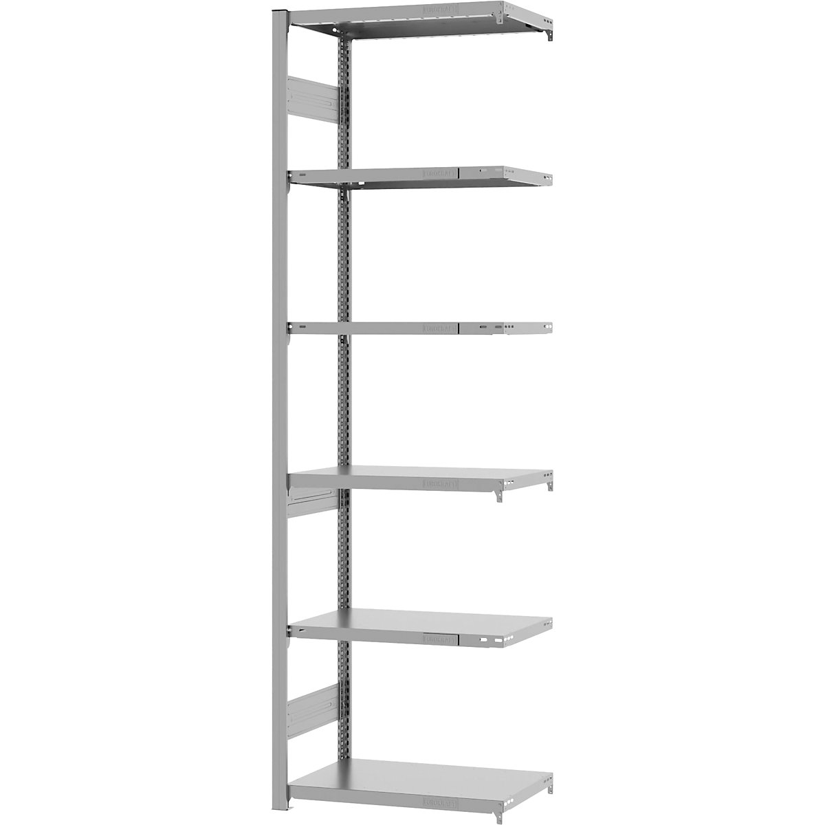Boltless shelving unit, medium duty – eurokraft pro, double-sided, HxWxD 2500 x 750 x 400 mm, zinc plated, extension shelf unit-88