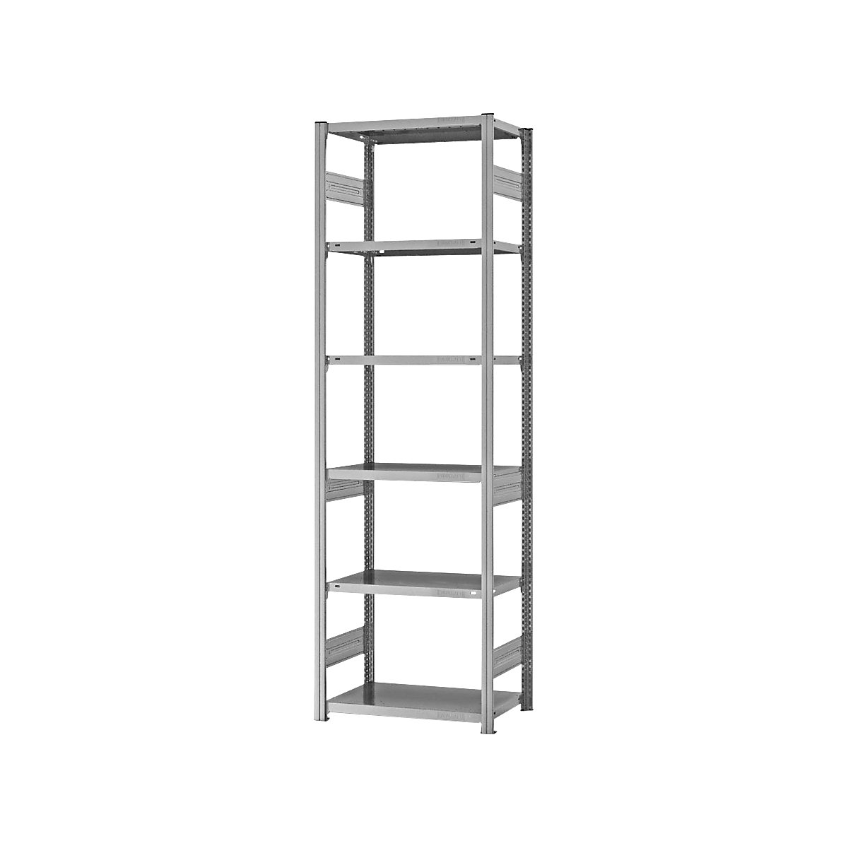 Boltless shelving unit, medium duty – eurokraft pro, double-sided, HxWxD 2500 x 750 x 400 mm, zinc plated, standard shelf unit-32