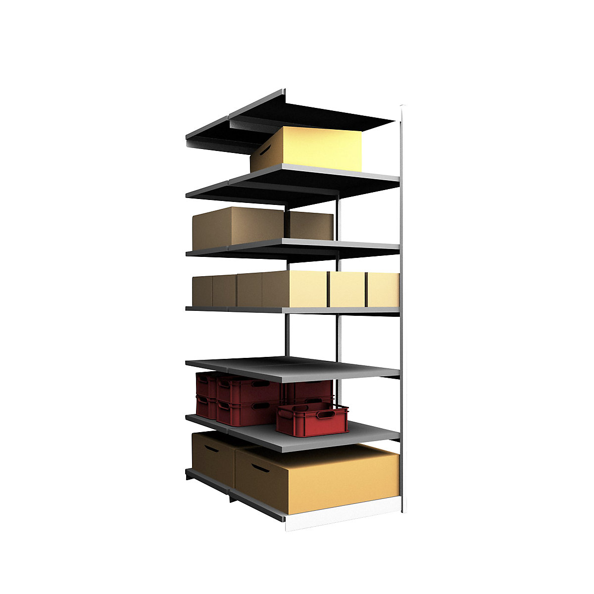 Stable boltless shelf unit, double sided – hofe, shelf unit height 3000 mm, light grey/zinc-plated, shelf width 1025 mm, extension shelf unit, width x depth 1025 x 800 mm-112