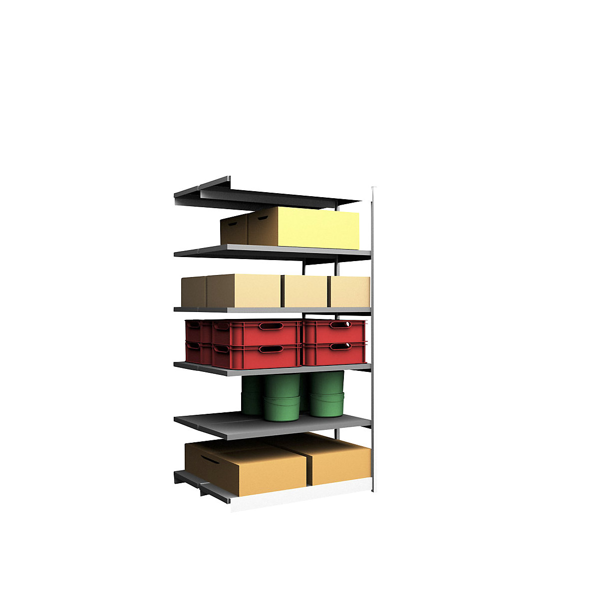 Stable boltless shelf unit, double sided – hofe, shelf unit height 2500 mm, light grey/zinc-plated, shelf width 1325 mm, extension shelf unit, width x depth 1325 x 500 mm-11