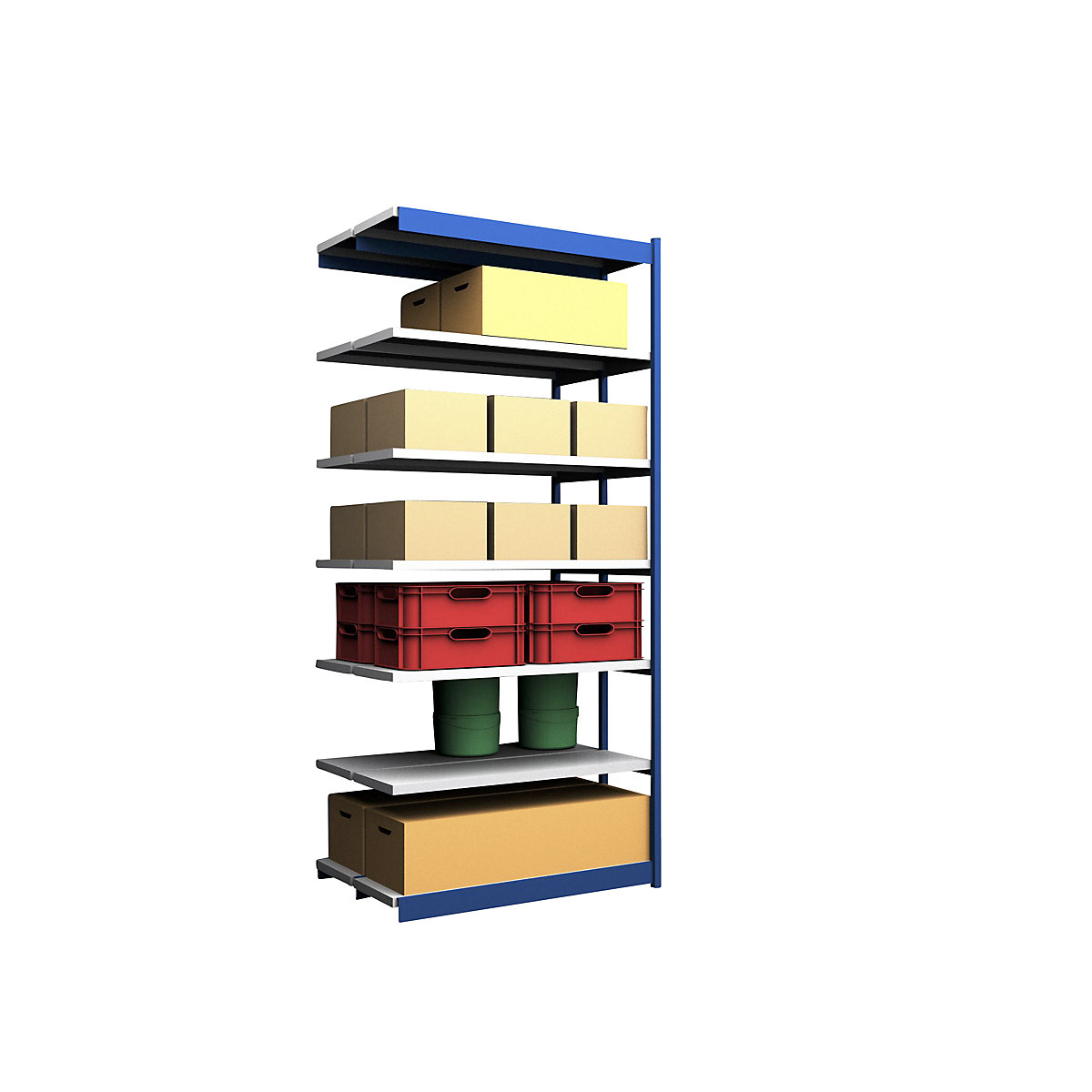 Stable boltless shelf unit, double sided - hofe