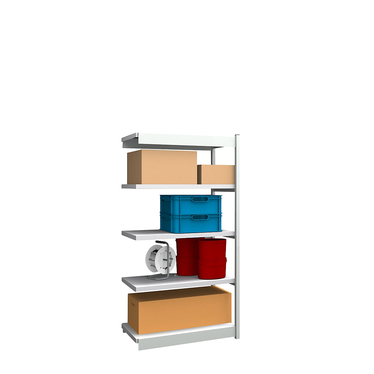 Stable boltless shelf unit, single sided – hofe, shelf unit height 2000 mm, light grey/zinc-plated, shelf width 1025 mm, extension shelf unit, width x depth 1025 x 500 mm-106