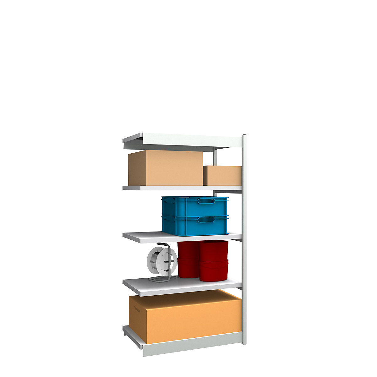 Stable boltless shelf unit, single sided – hofe, shelf unit height 2000 mm, light grey/zinc-plated, shelf width 1025 mm, extension shelf unit, width x depth 1025 x 600 mm-117