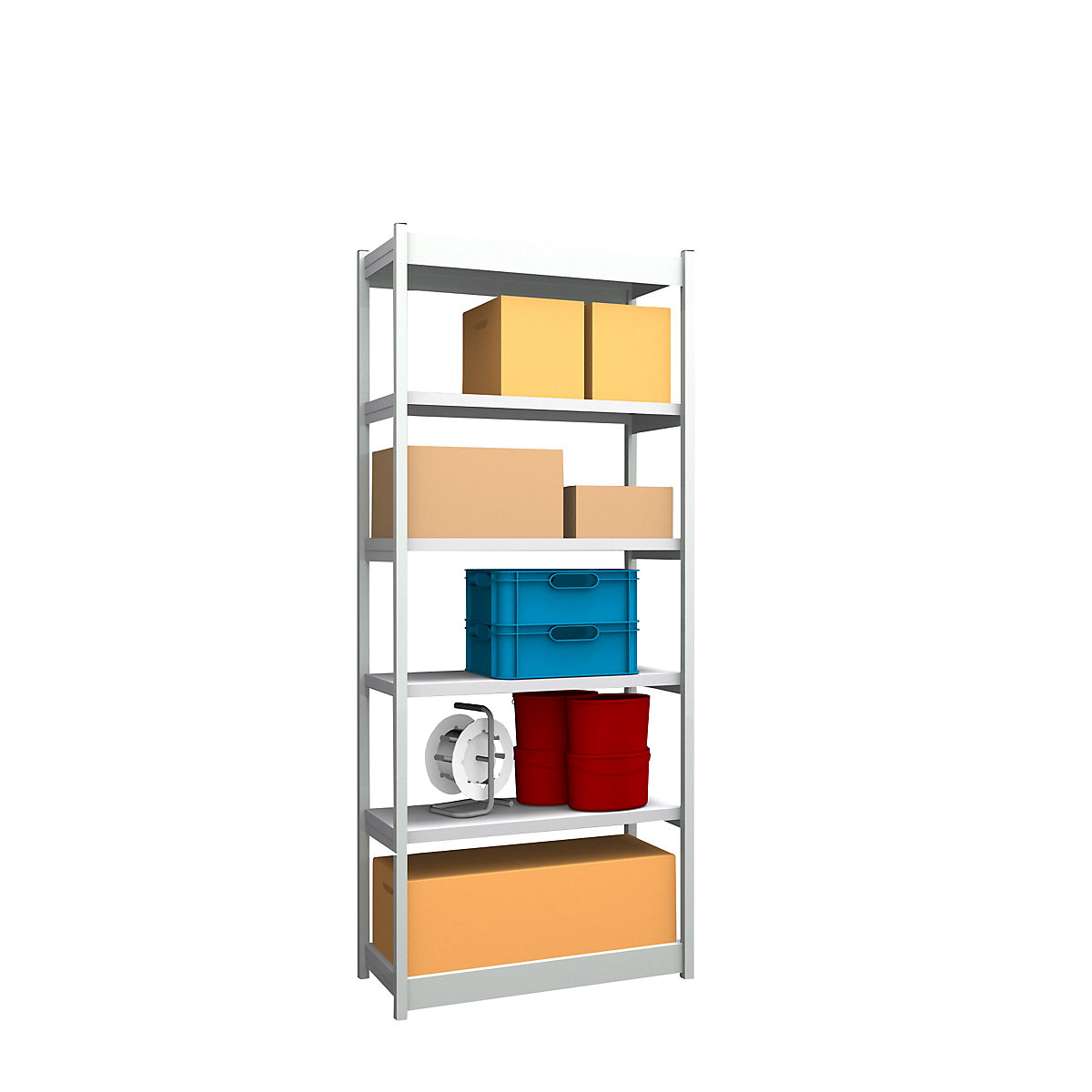 Stable boltless shelf unit, single sided – hofe, shelf unit height 2500 mm, light grey/zinc-plated, shelf width 1025 mm, basic shelf unit, width x depth 1025 x 400 mm-22