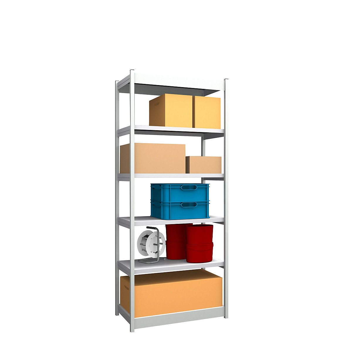 Stable boltless shelf unit, single sided – hofe, shelf unit height 2500 mm, light grey/zinc-plated, shelf width 1025 mm, basic shelf unit, width x depth 1025 x 500 mm-12