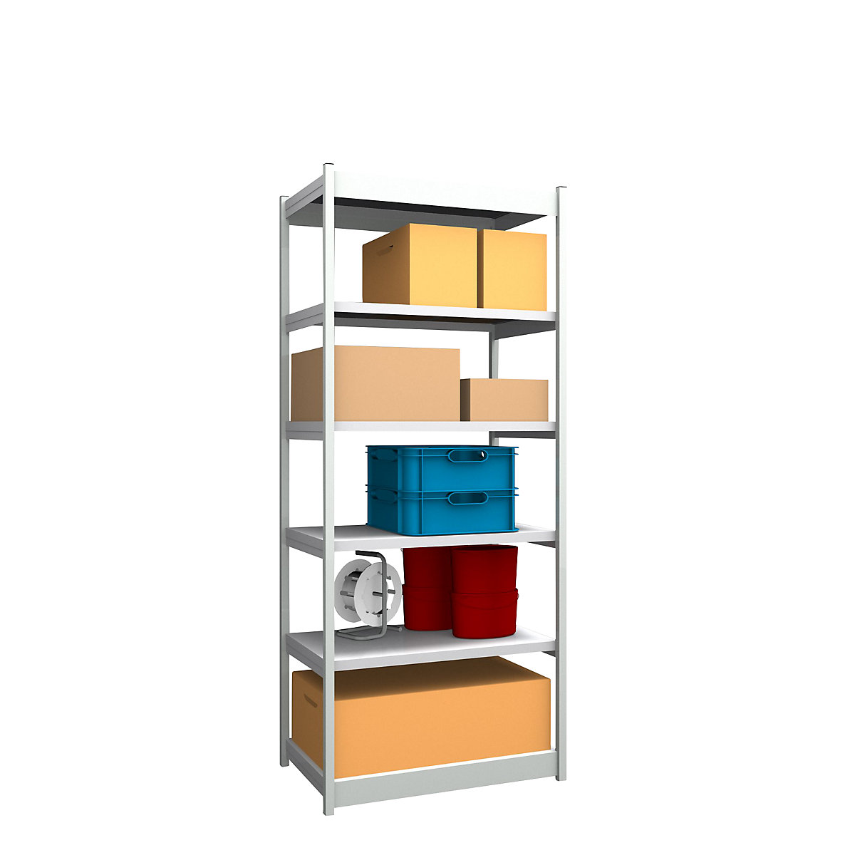 Stable boltless shelf unit, single sided – hofe, shelf unit height 2500 mm, light grey/zinc-plated, shelf width 1025 mm, basic shelf unit, width x depth 1025 x 600 mm-40