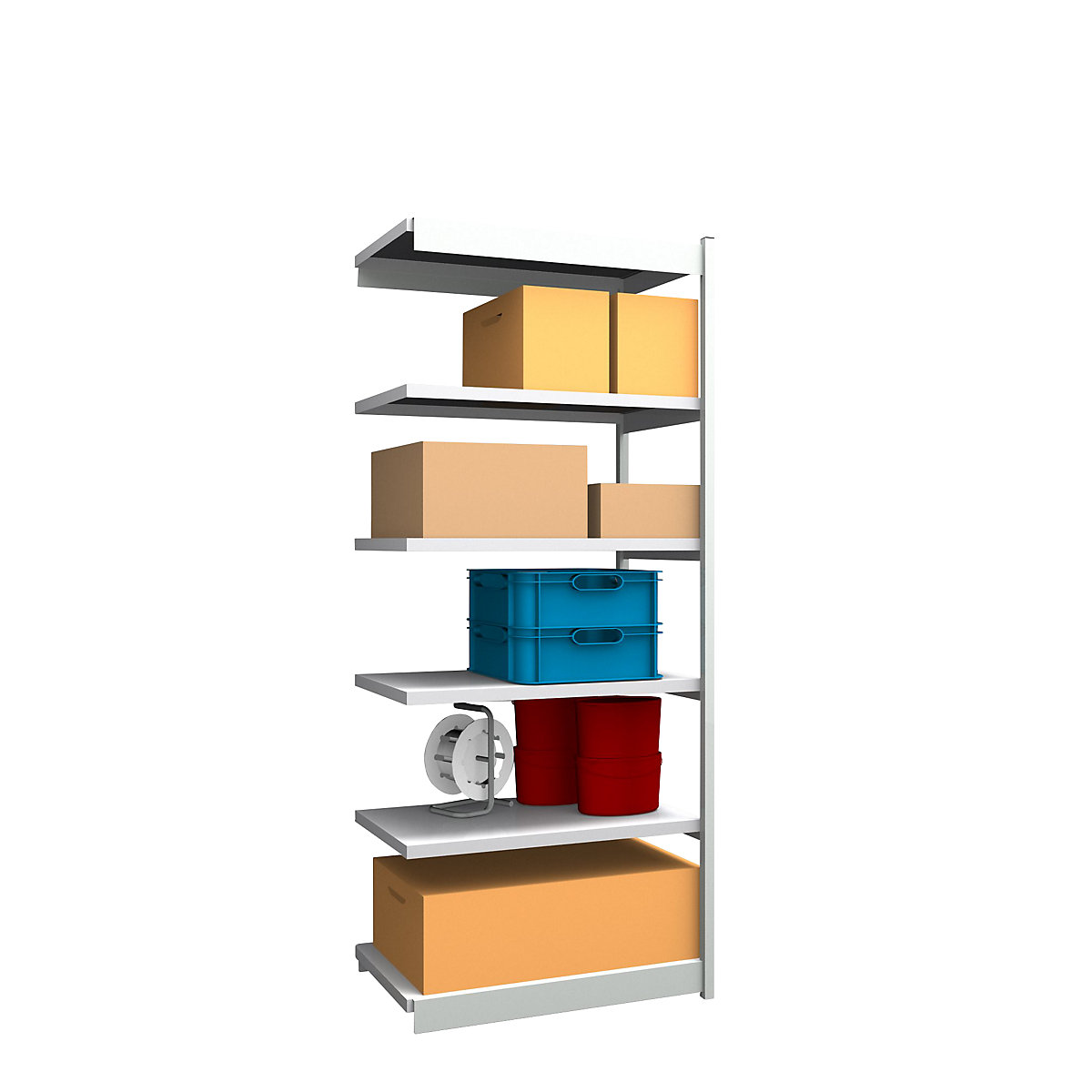 Stable boltless shelf unit, single sided – hofe, shelf unit height 2500 mm, light grey/zinc-plated, shelf width 1025 mm, extension shelf unit, width x depth 1025 x 600 mm-105