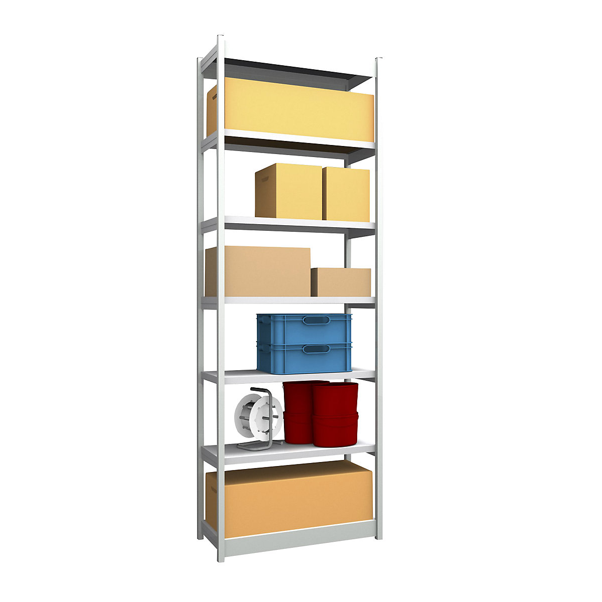 Stable boltless shelf unit, single sided – hofe, shelf unit height 3000 mm, light grey/zinc-plated, shelf width 1025 mm, basic shelf unit, width x depth 1025 x 400 mm-118