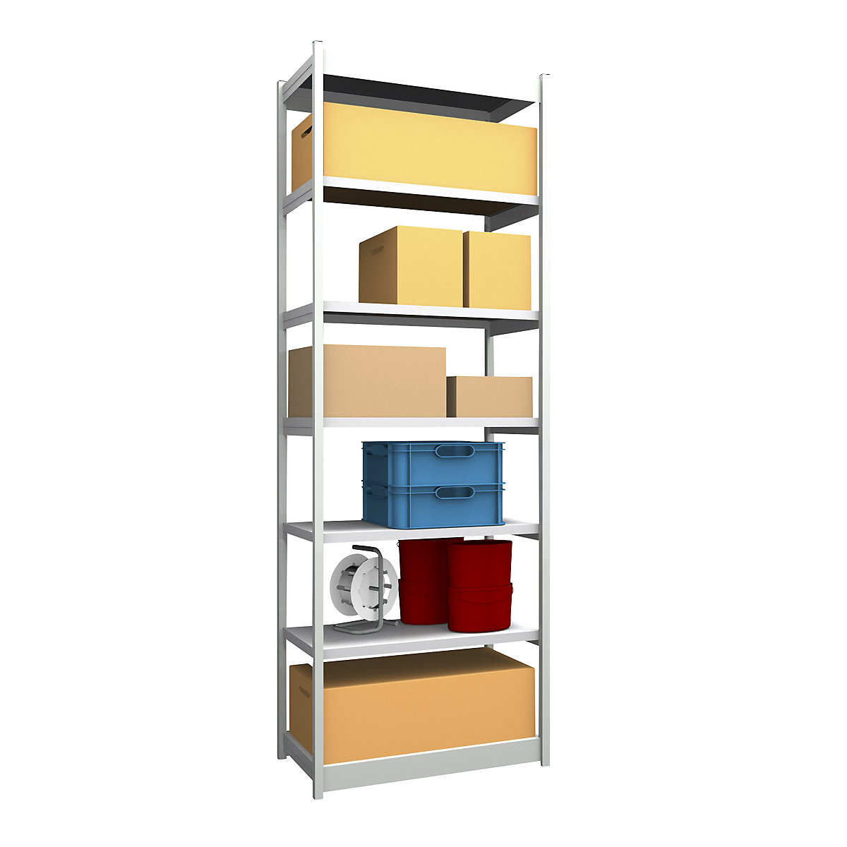 Stable boltless shelf unit, single sided – hofe, shelf unit height 3000 mm, light grey/zinc-plated, shelf width 1025 mm, basic shelf unit, width x depth 1025 x 500 mm-77