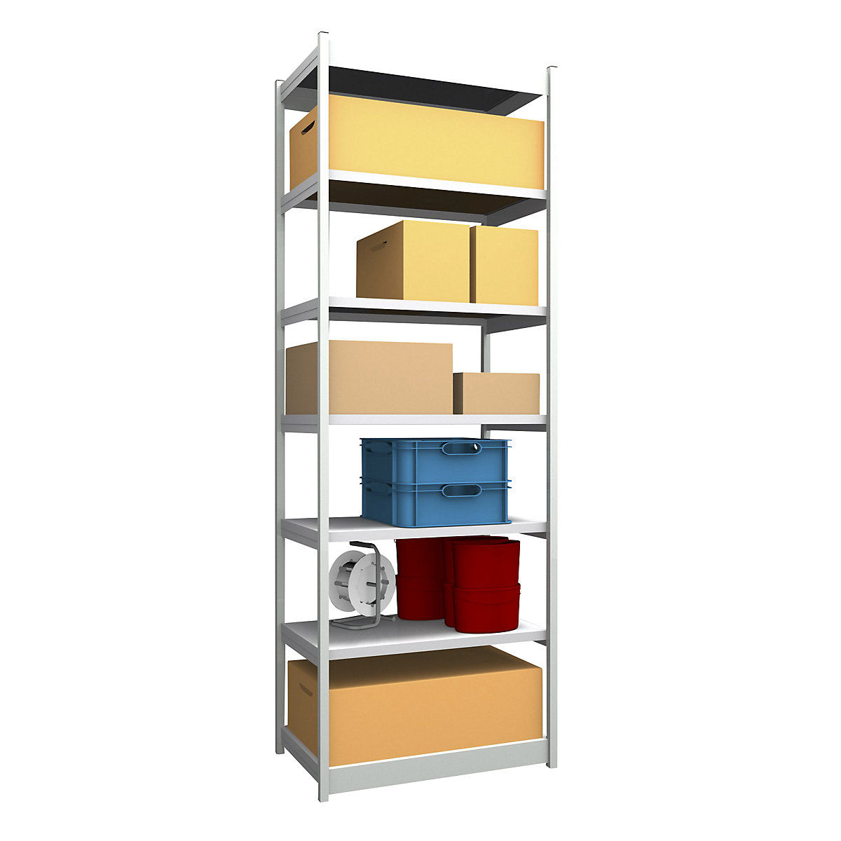 Stable boltless shelf unit, single sided – hofe, shelf unit height 3000 mm, light grey/zinc-plated, shelf width 1025 mm, basic shelf unit, width x depth 1025 x 600 mm-121