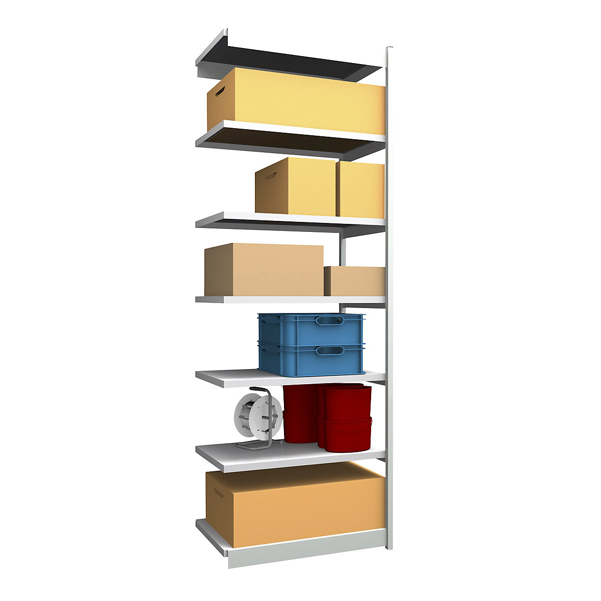 Stable boltless shelf unit, single sided – hofe, shelf unit height 3000 mm, light grey/zinc-plated, shelf width 1025 mm, extension shelf unit, width x depth 1025 x 600 mm-74