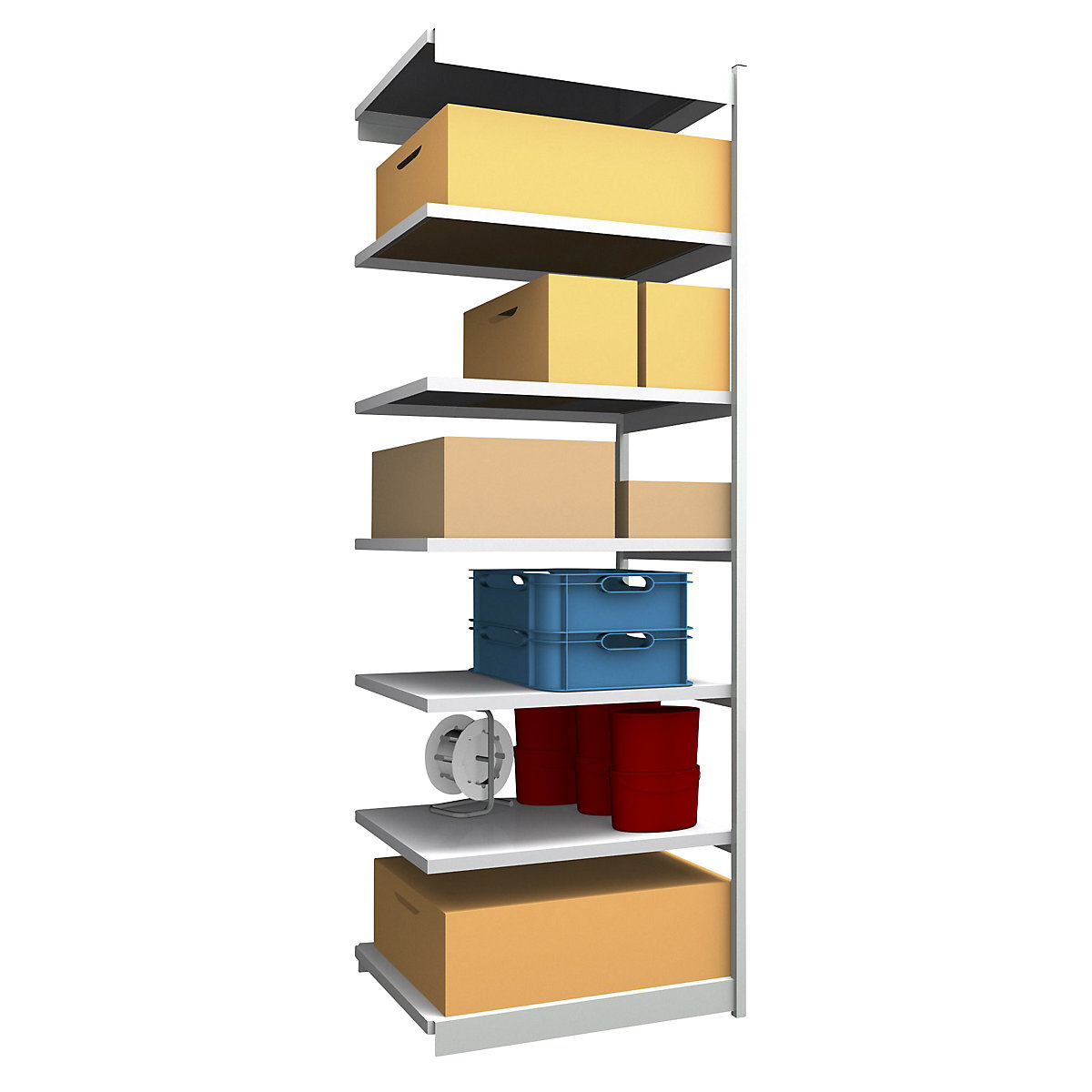 Stable boltless shelf unit, single sided – hofe, shelf unit height 3000 mm, light grey/zinc-plated, shelf width 1025 mm, extension shelf unit, width x depth 1025 x 800 mm-28