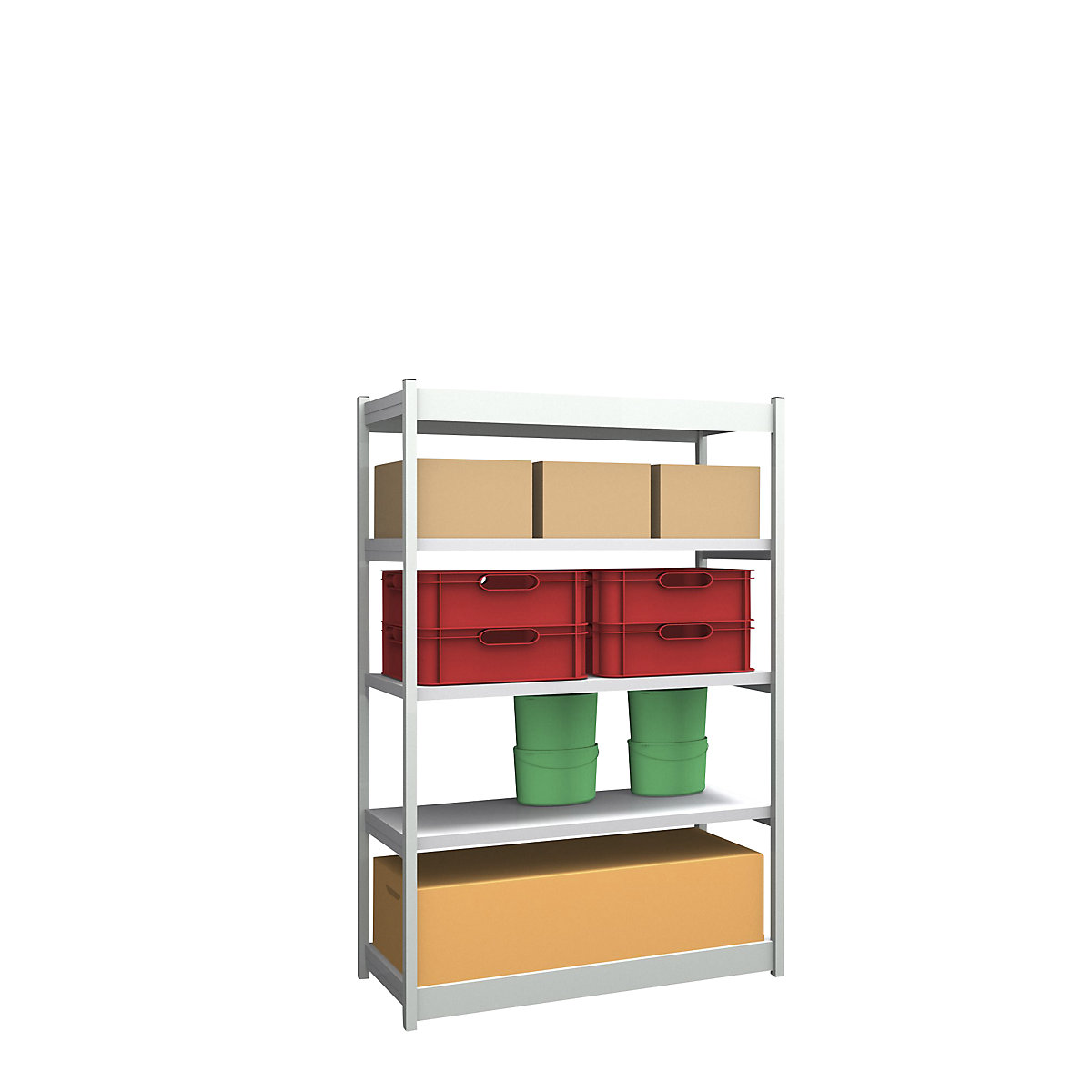 Stable boltless shelf unit, single sided – hofe, shelf unit height 2000 mm, light grey/zinc-plated, shelf width 1325 mm, basic shelf unit, width x depth 1325 x 500 mm-52