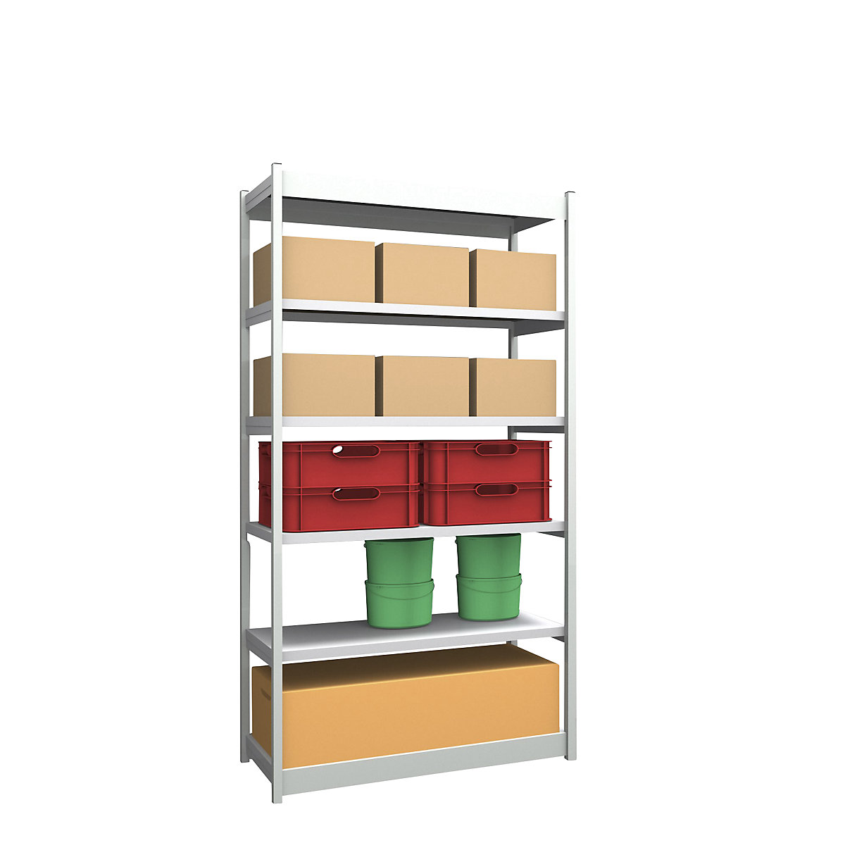 Stable boltless shelf unit, single sided – hofe, shelf unit height 2500 mm, light grey/zinc-plated, shelf width 1325 mm, basic shelf unit, width x depth 1325 x 500 mm-68