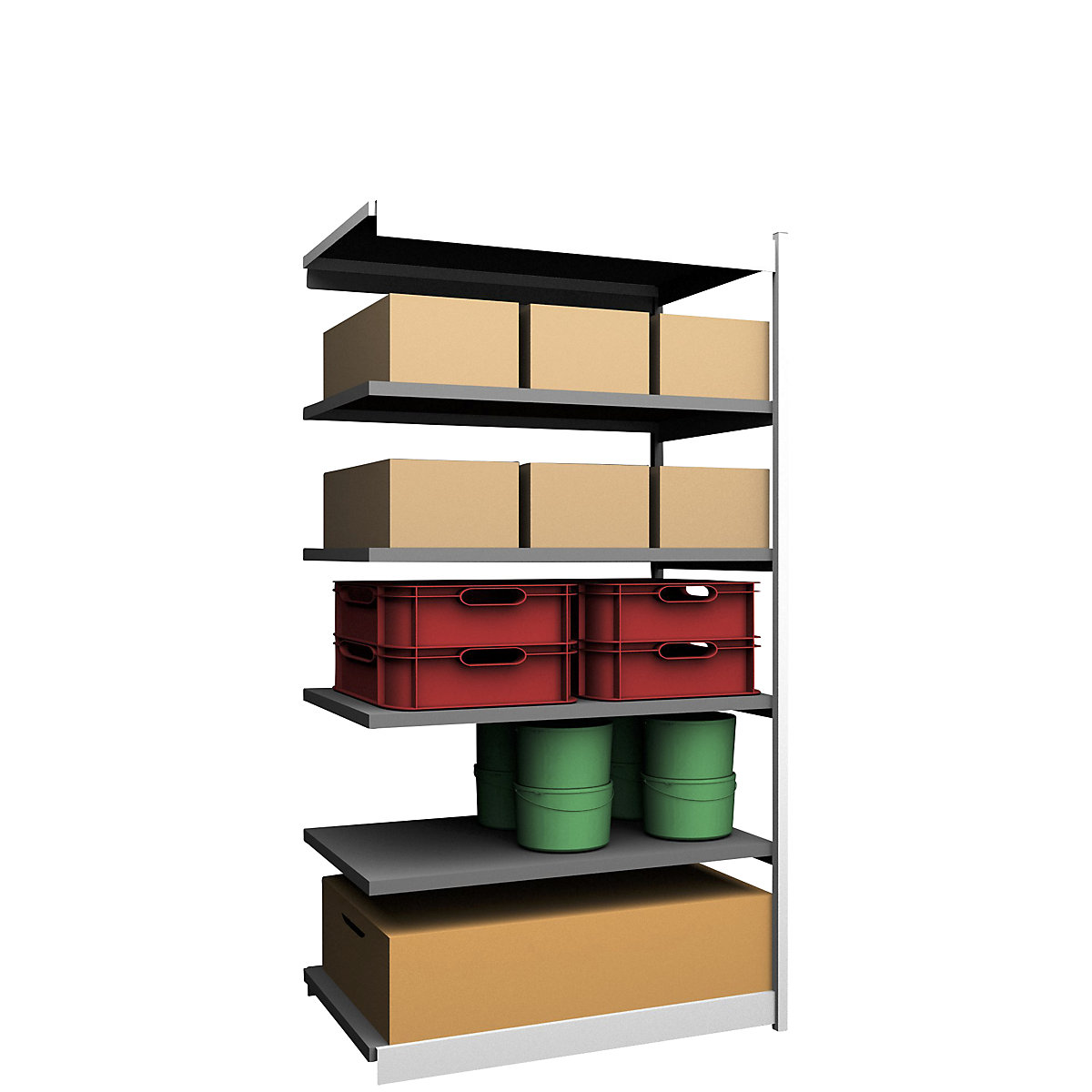 Stable boltless shelf unit, single sided – hofe, shelf unit height 2500 mm, light grey/zinc-plated, shelf width 1325 mm, extension shelf unit, width x depth 1325 x 800 mm-66