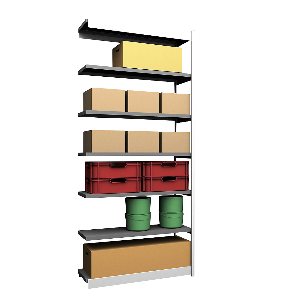 Stable boltless shelf unit, single sided - hofe