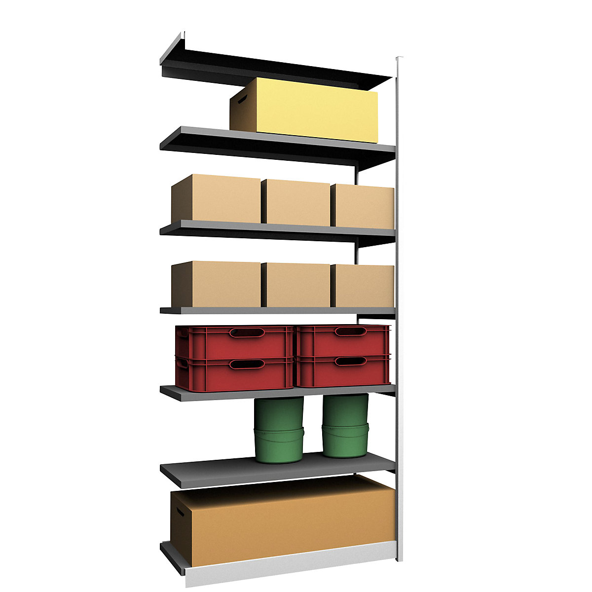 Stable boltless shelf unit, single sided – hofe, shelf unit height 3000 mm, light grey/zinc-plated, shelf width 1325 mm, extension shelf unit, width x depth 1325 x 500 mm-42