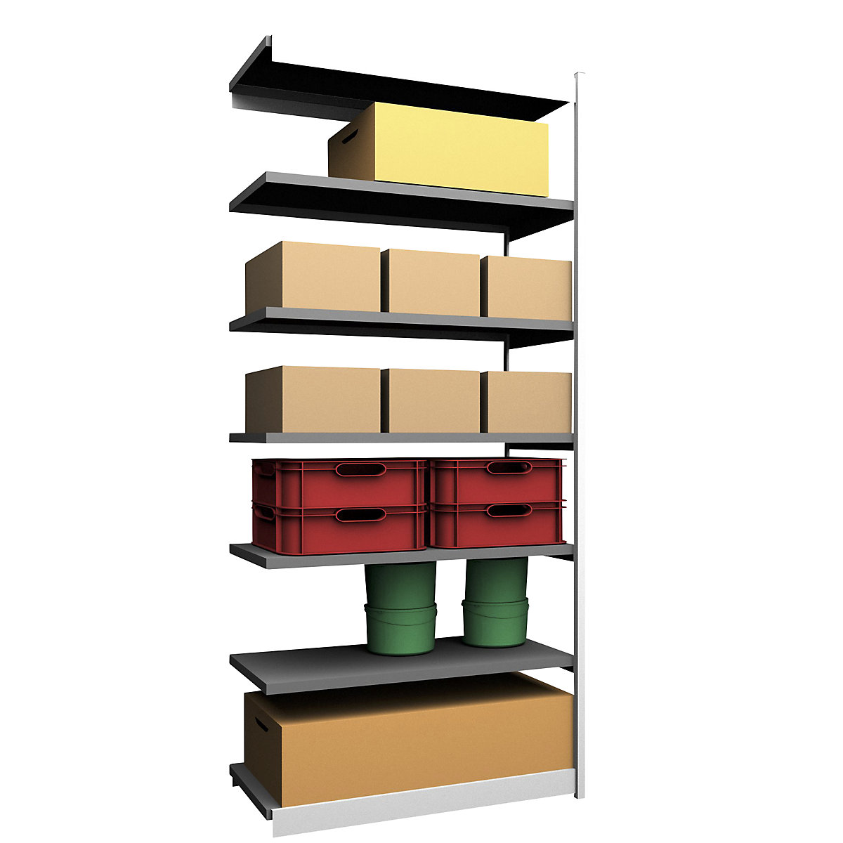 Stable boltless shelf unit, single sided – hofe, shelf unit height 3000 mm, light grey/zinc-plated, shelf width 1325 mm, extension shelf unit, width x depth 1325 x 600 mm-63