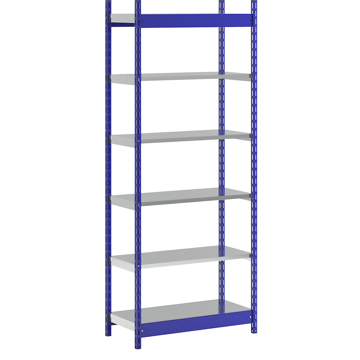 Stable boltless shelf unit, single sided – hofe, shelf unit height 2500 mm, blue / zinc-plated, shelf width 1025 mm, basic shelf unit, width x depth 1025 x 500 mm-78