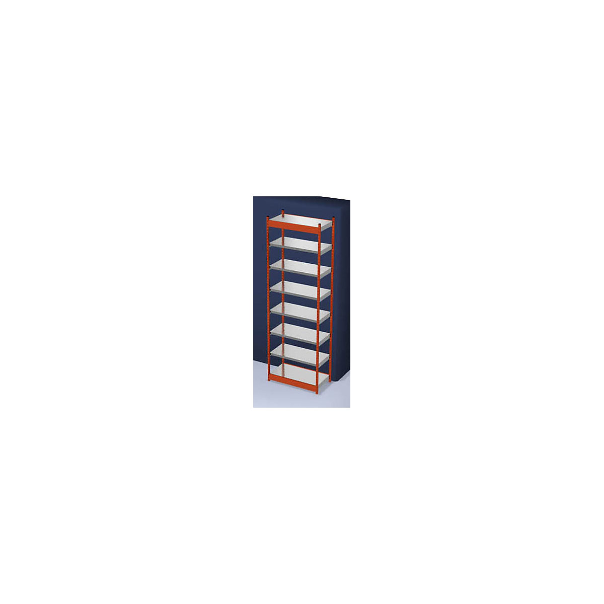Stable boltless shelf unit, single sided – hofe, shelf unit height 3000 mm, orange/zinc-plated, shelf width 1025 mm, basic shelf unit, width x depth 1025 x 500 mm-86