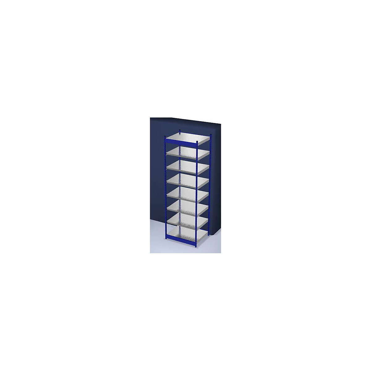 Stable boltless shelf unit, single sided – hofe, shelf unit height 3000 mm, blue / zinc-plated, shelf width 1025 mm, basic shelf unit, width x depth 1025 x 800 mm-128