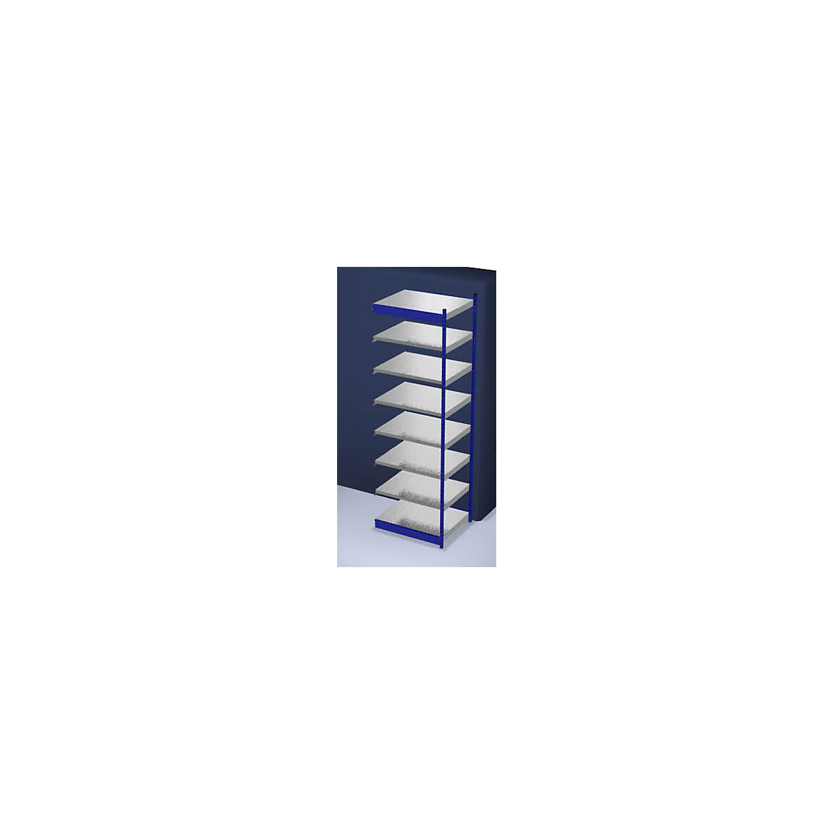 Stable boltless shelf unit, single sided – hofe, shelf unit height 3000 mm, blue / zinc-plated, shelf width 1025 mm, extension shelf unit, width x depth 1025 x 800 mm-18