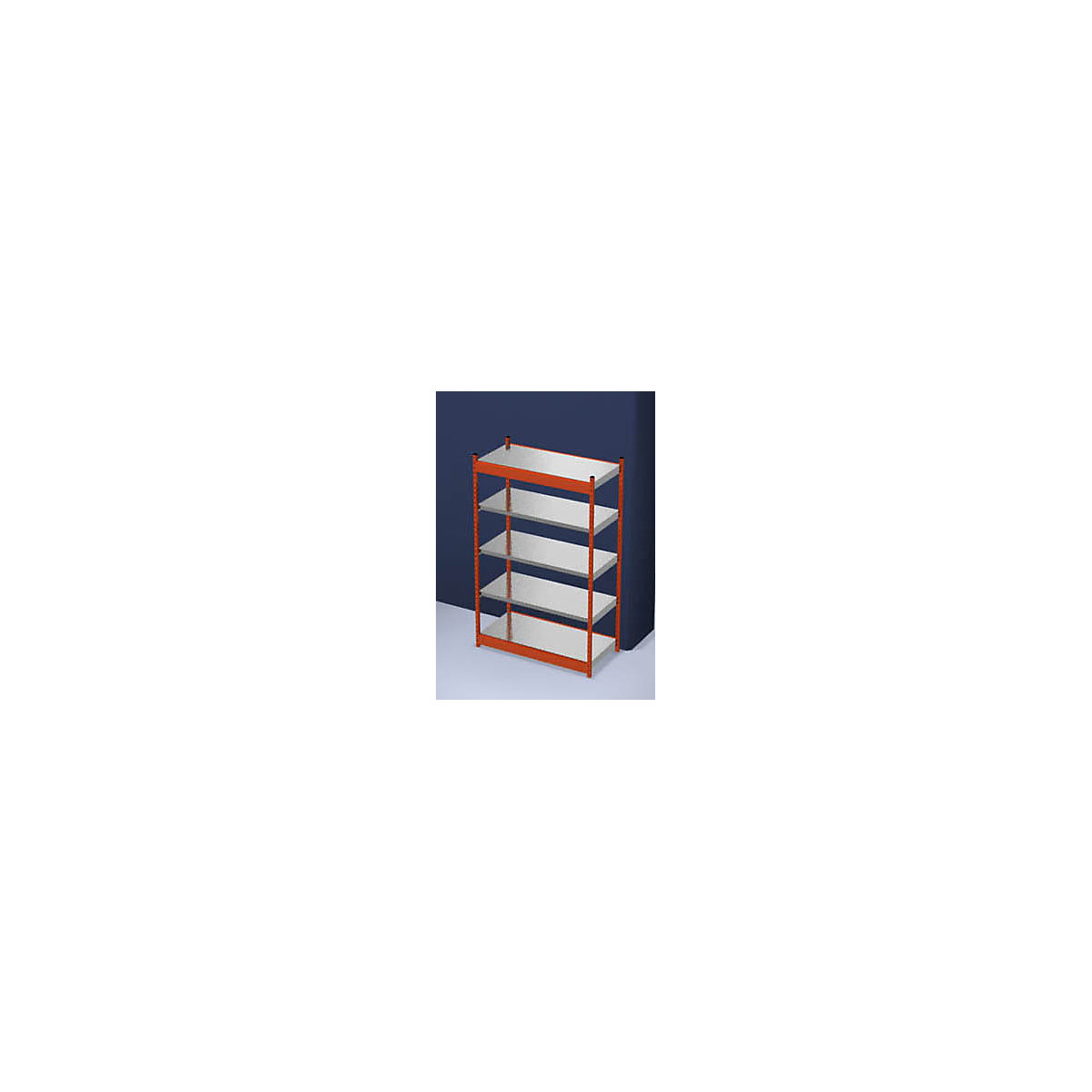 Stable boltless shelf unit, single sided – hofe, shelf unit height 2000 mm, orange/zinc-plated, shelf width 1325 mm, basic shelf unit, width x depth 1325 x 600 mm-19