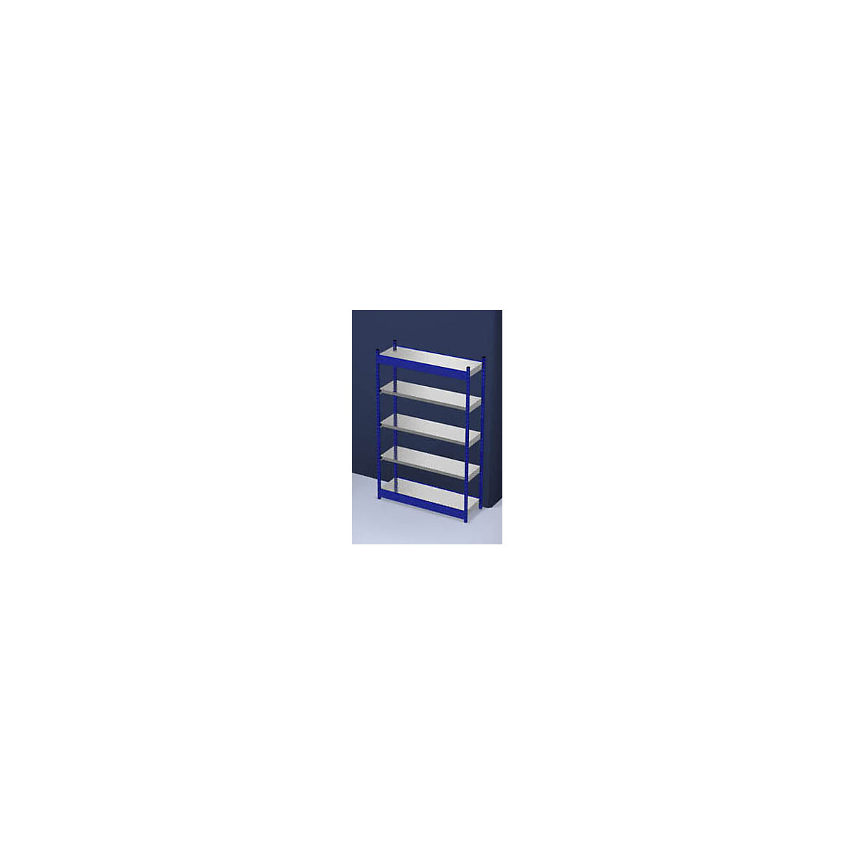 Stable boltless shelf unit, single sided – hofe, shelf unit height 2000 mm, blue / zinc-plated, shelf width 1325 mm, basic shelf unit, width x depth 1325 x 400 mm-73