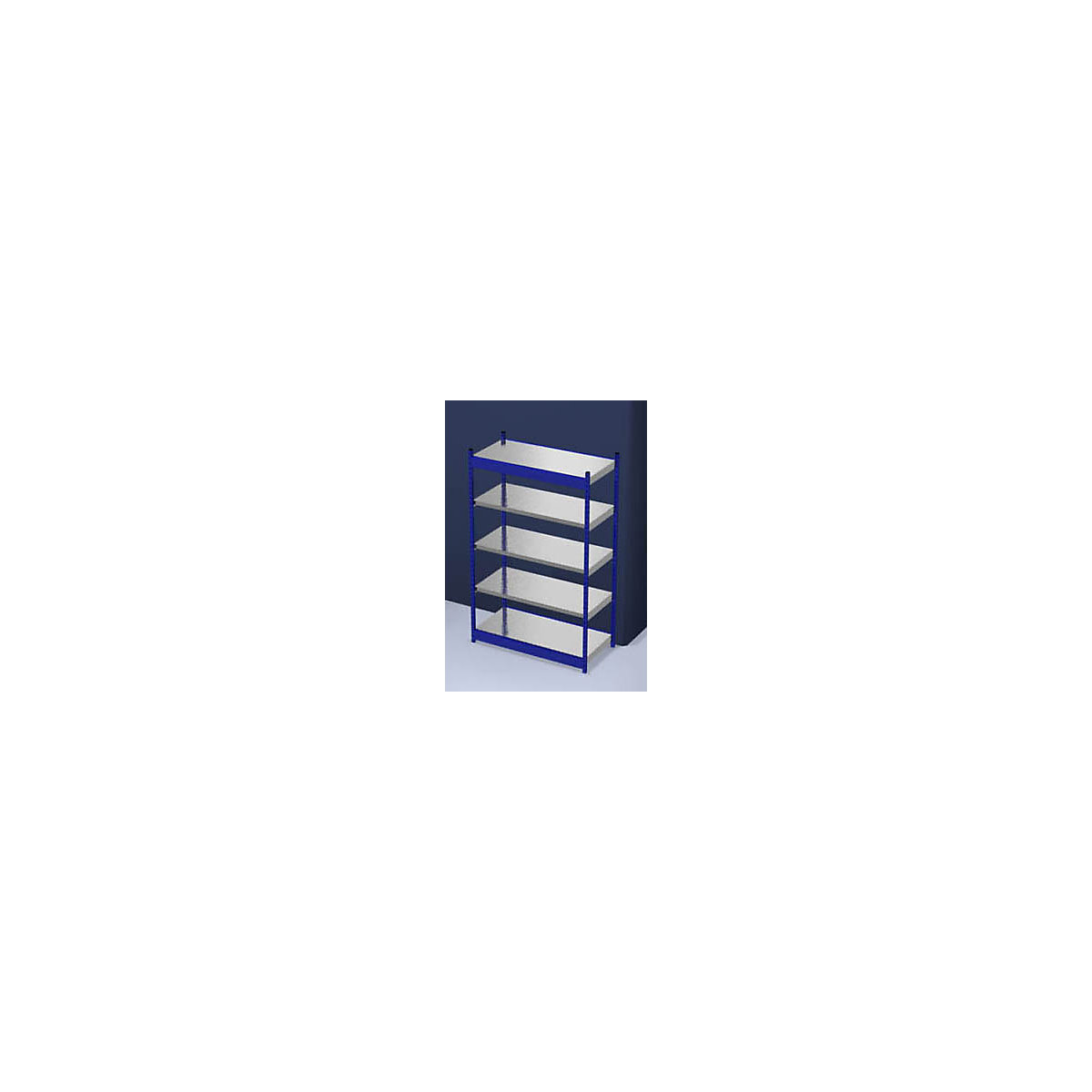 Stable boltless shelf unit, single sided – hofe, shelf unit height 2000 mm, blue / zinc-plated, shelf width 1325 mm, basic shelf unit, width x depth 1325 x 600 mm-125