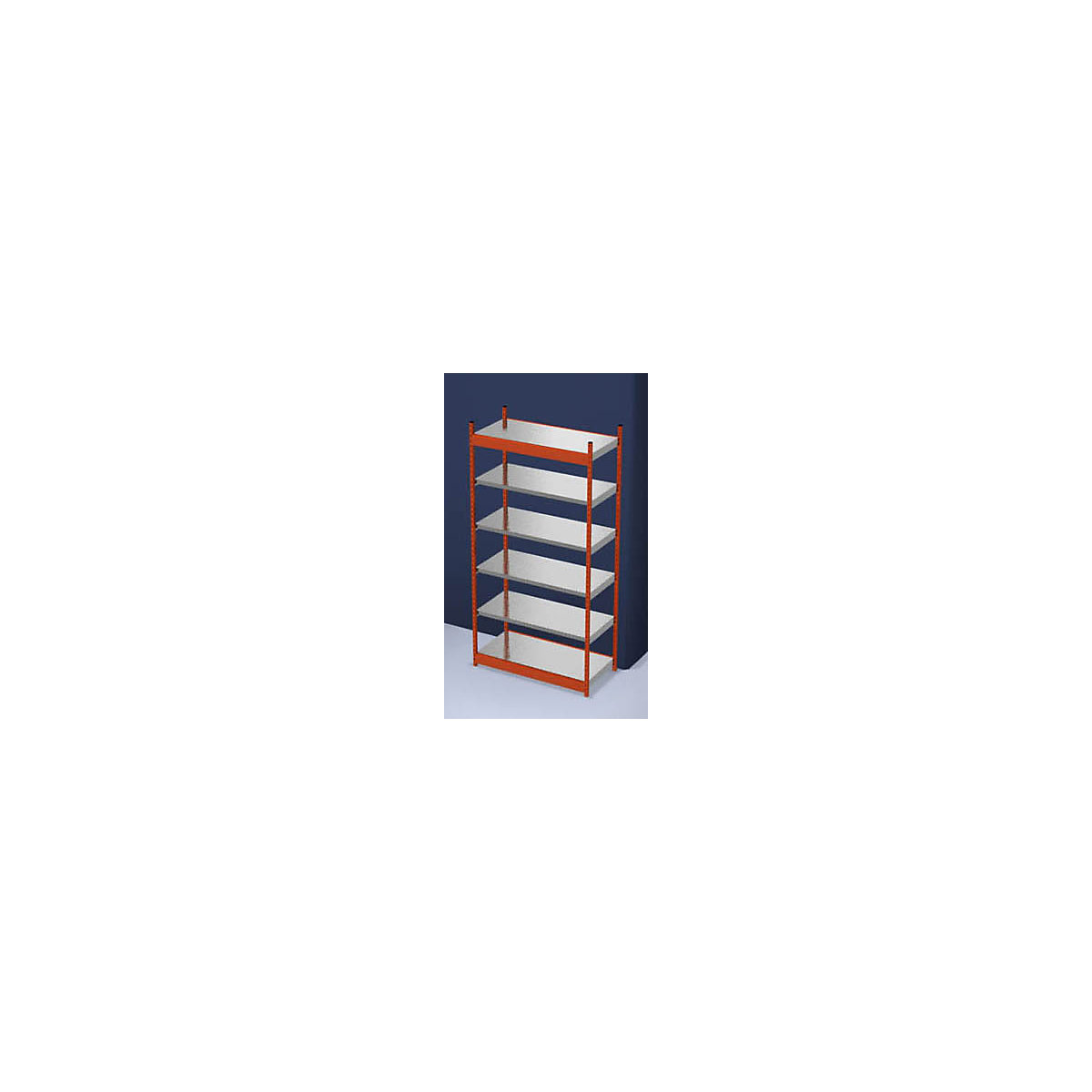 Stable boltless shelf unit, single sided – hofe, shelf unit height 2500 mm, orange/zinc-plated, shelf width 1325 mm, basic shelf unit, width x depth 1325 x 600 mm-41