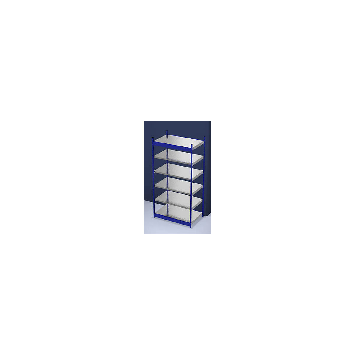 Stable boltless shelf unit, single sided – hofe, shelf unit height 2500 mm, blue / zinc-plated, shelf width 1325 mm, basic shelf unit, width x depth 1325 x 800 mm-111