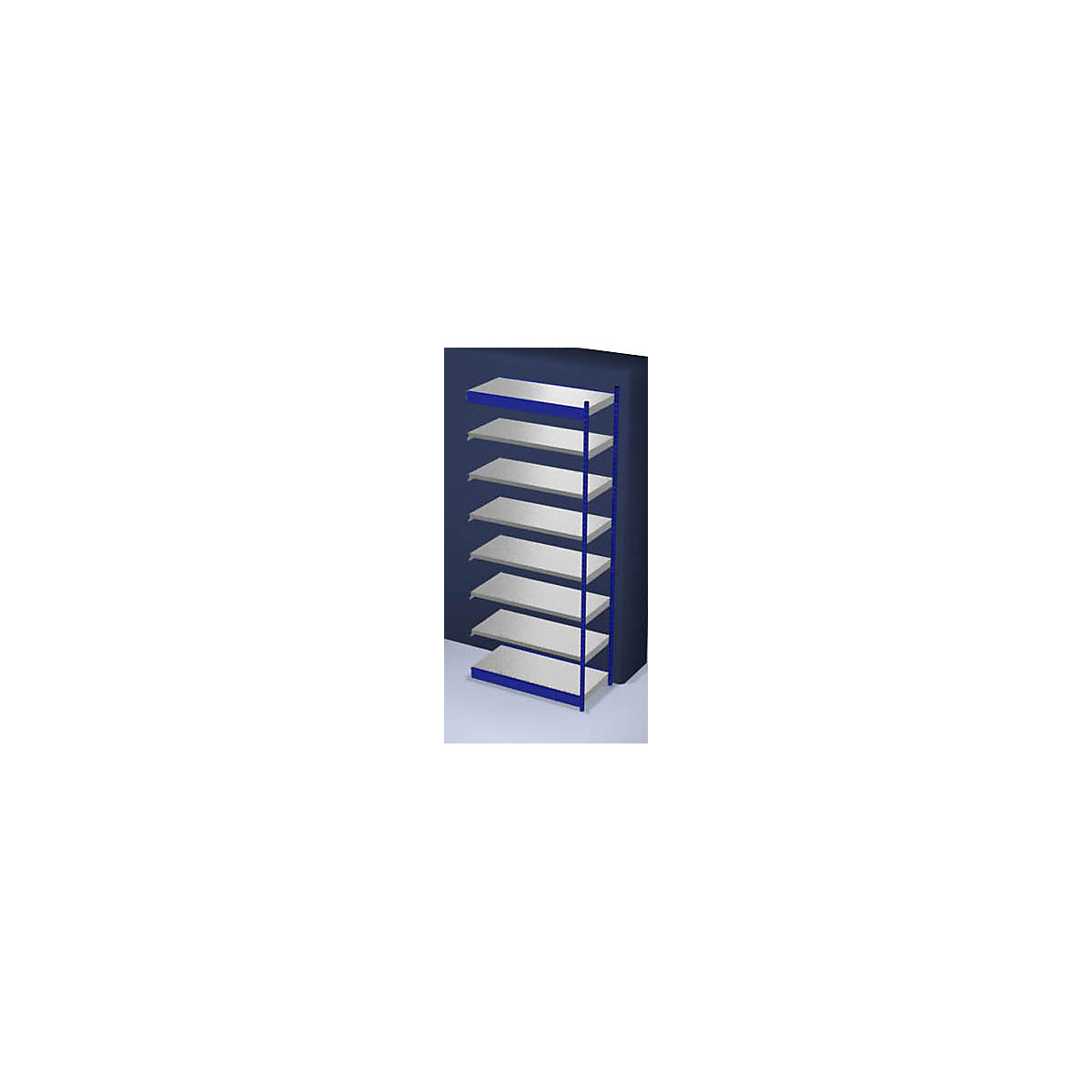 Stable boltless shelf unit, single sided – hofe, shelf unit height 3000 mm, blue / zinc-plated, shelf width 1325 mm, extension shelf unit, width x depth 1325 x 600 mm-57