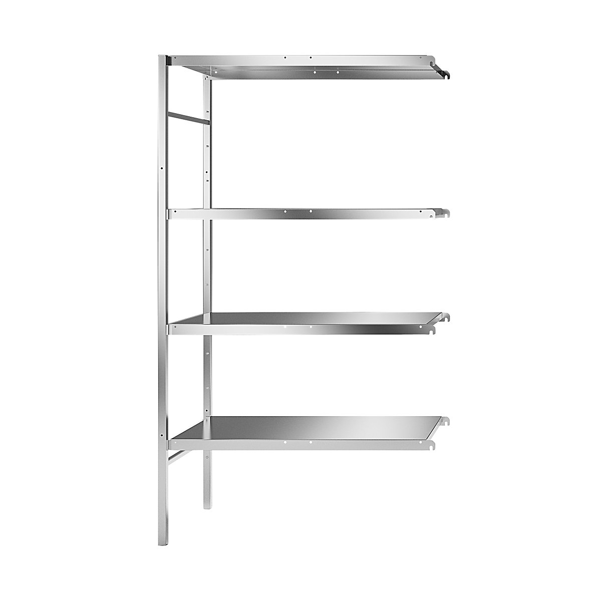 Stainless steel boltless shelf unit, 4 smooth shelves